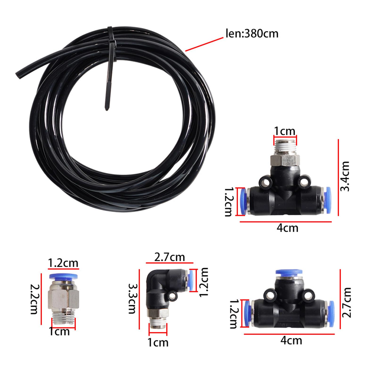 High Performance Vacuum PU Tubing & Push Lock Fittings Kit - 1/8