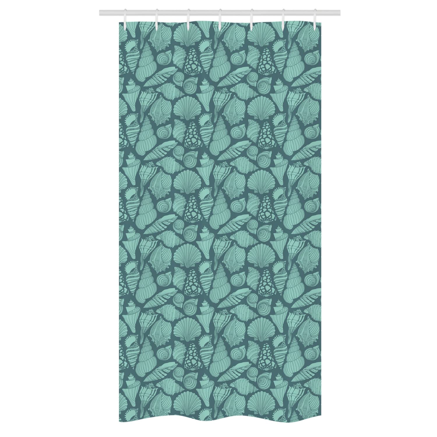 Ambesonne Seashell Shower Curtain - Ocean Theme Bathroom Decor with Marine Elements, 36x72 Inch Turquoise Teal Fabric Set with Hooks | Perfect for Beach House, Coastal Bathroom or Nautical Themed Home Decor