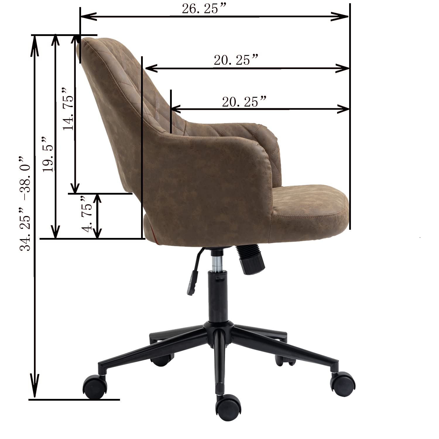 American Furniture Classics AW800 Ergonomic Office Chair - Mocha Brown - Adjustable Height & Lumbar Support for Home & Workspace Comfort