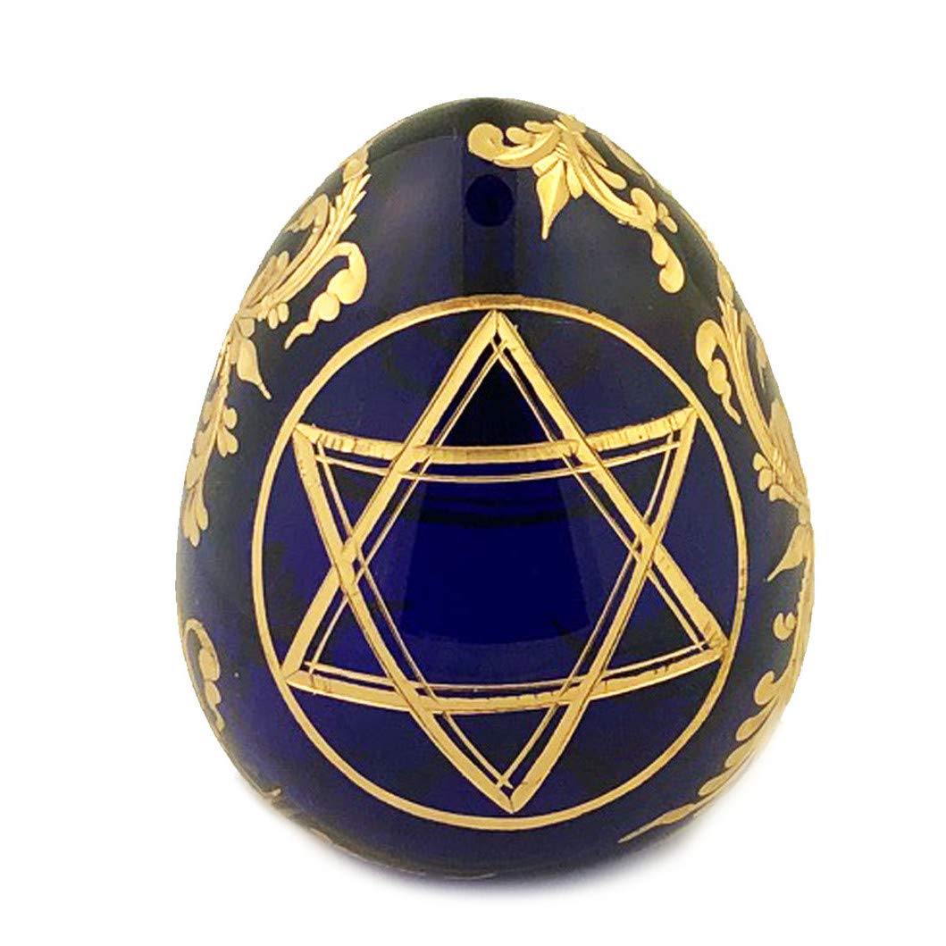 Religious Faberge Style Crystal Egg Hand-Cut Blue Star of David - Elegant Jewish Gift for Hanukkah, Bar Mitzvah & Home Décor