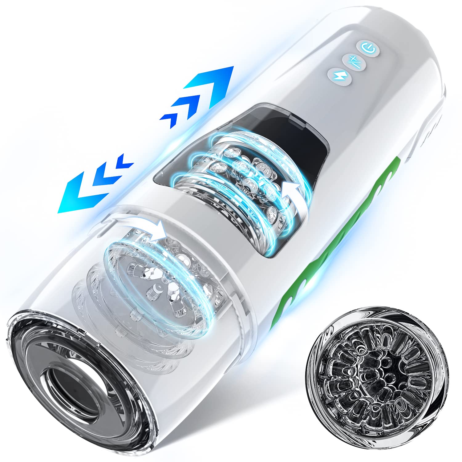 Automatic Male Masturbator - CUNHUA 7 Powerful Thrusting & Rotating Modes with 3D Realistic Texture - Adult Sex Toy for Men - White - Perfect for Solo Pleasure & Stress Relief