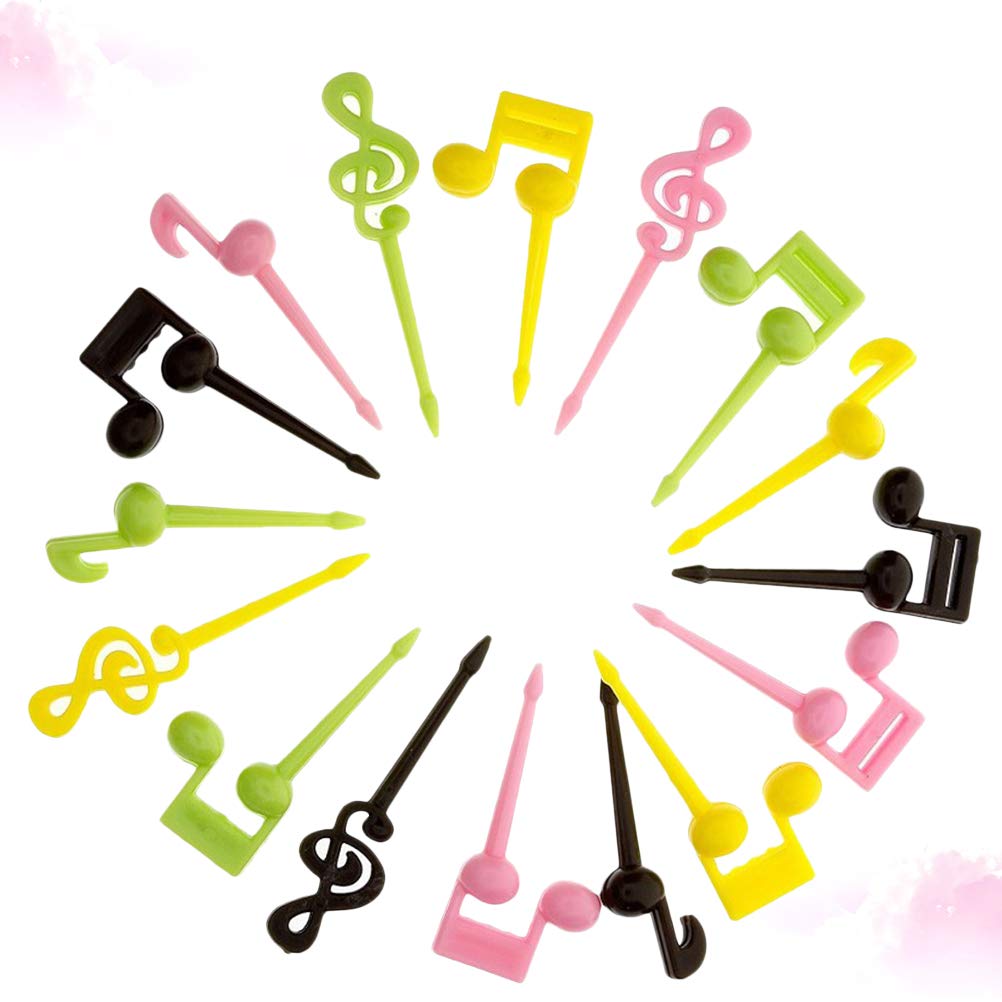 32-Piece Cartoon Music Note Fruit Forks Set - Decorative Food Picks for Parties, Desserts & Fruit Platters (16pcs x 2 Packs) - Perfect for Birthday Celebrations, Baby Showers & Picnics