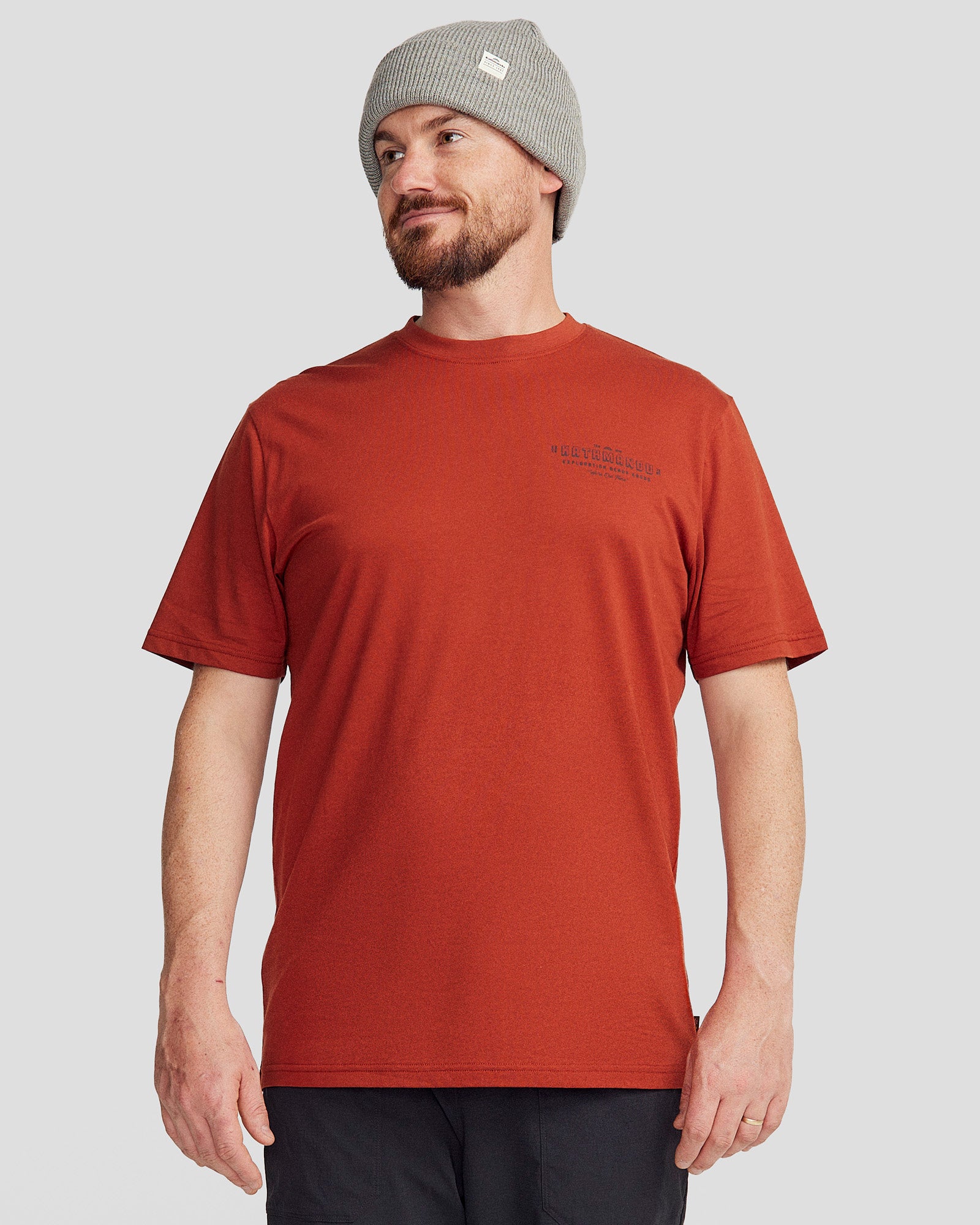 Men's Organic Cotton T-Shirt for Outdoor Exploration - Comfortable & Eco-Friendly Redwood Color - Perfect for Hiking, Camping & Adventure Travel