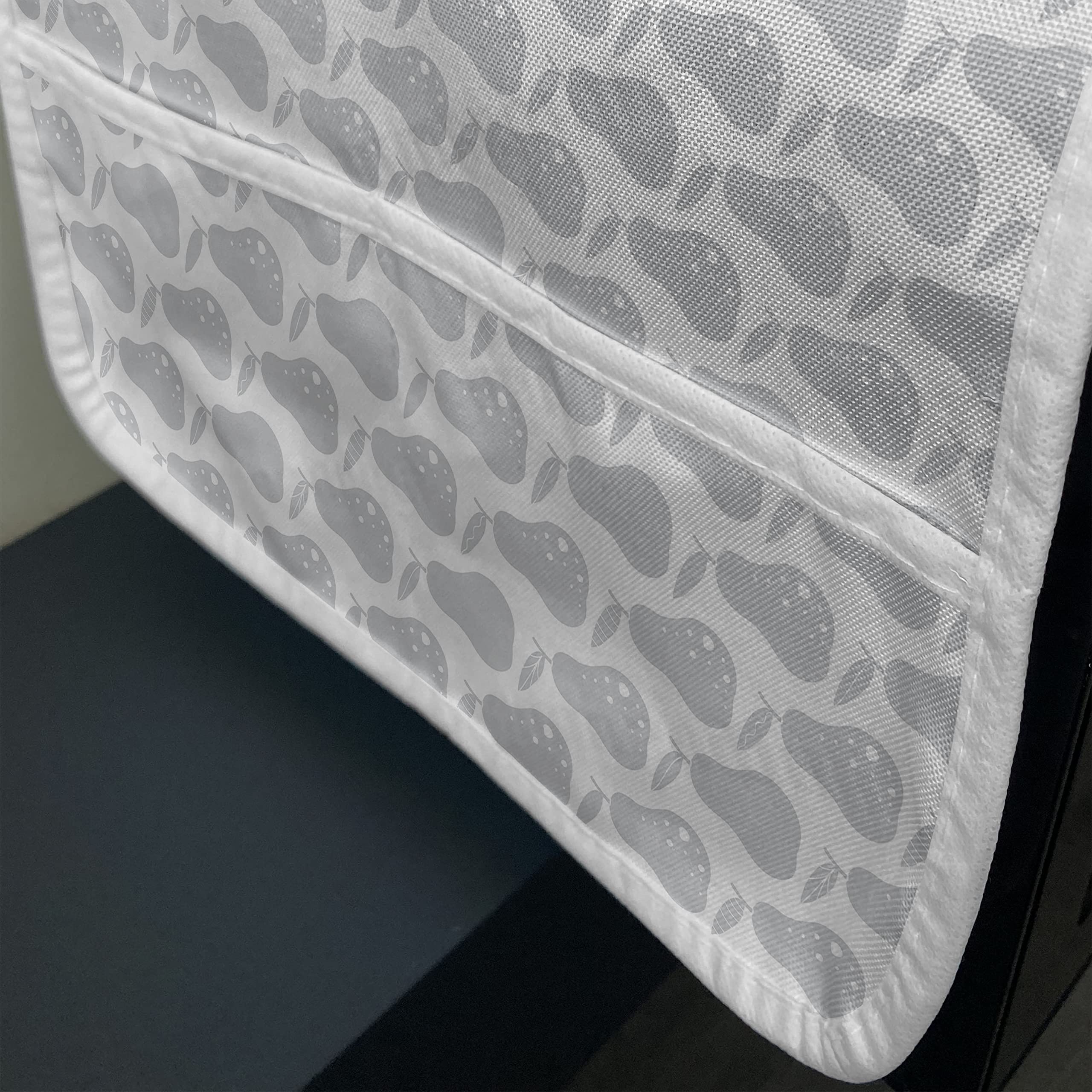 Ambesonne Grey and White Microwave Cover - Waterproof Kitchen Organizer with Pockets, 36