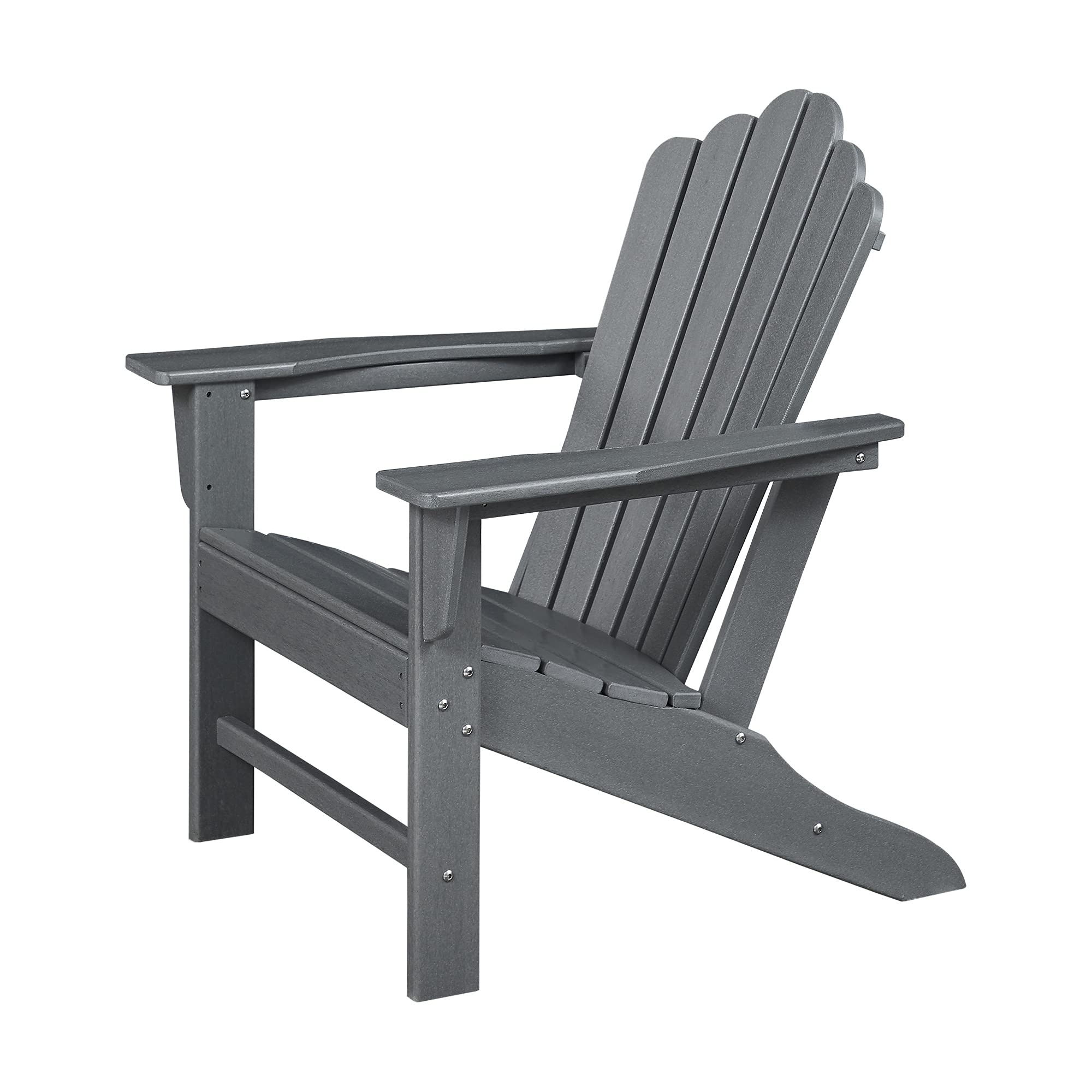 Premium Weather-Resistant Adirondack Chair - Heavy-Duty Outdoor Patio Furniture for Yard, Deck, Garden & Backyard - Comfortable Grey Lawn Seating for Relaxing, Lounging & Sunbathing (Set of 1)