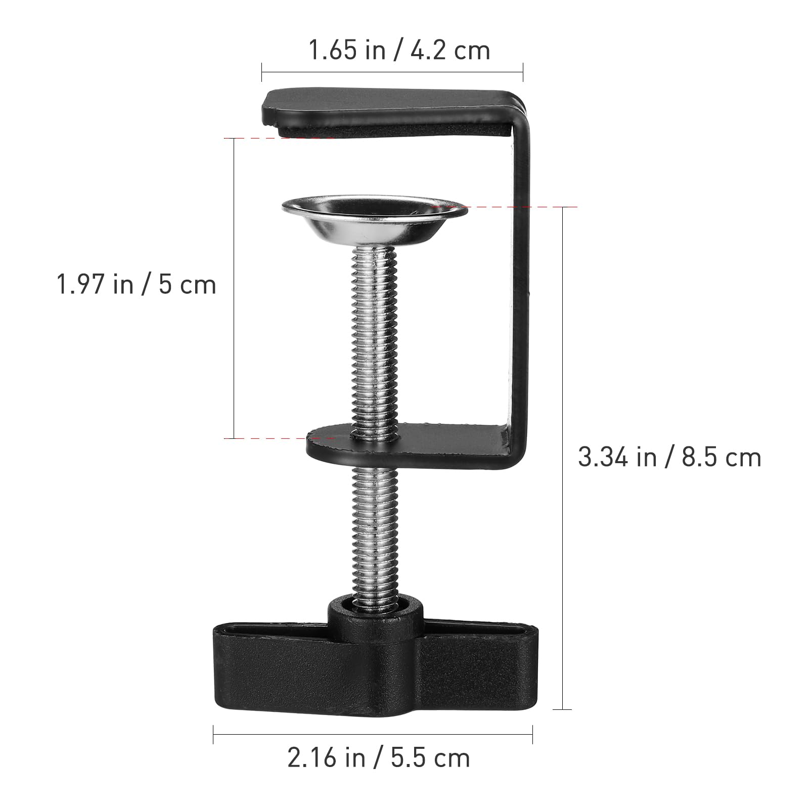 Heavy Duty Aluminum C Clamp Set - 2Pcs Adjustable Universal C-Clamps for Cabinets, Tables & Desk Mounting | Black Industrial Clamping Accessory | Perfect for Woodworking, DIY Projects & Furniture Installation