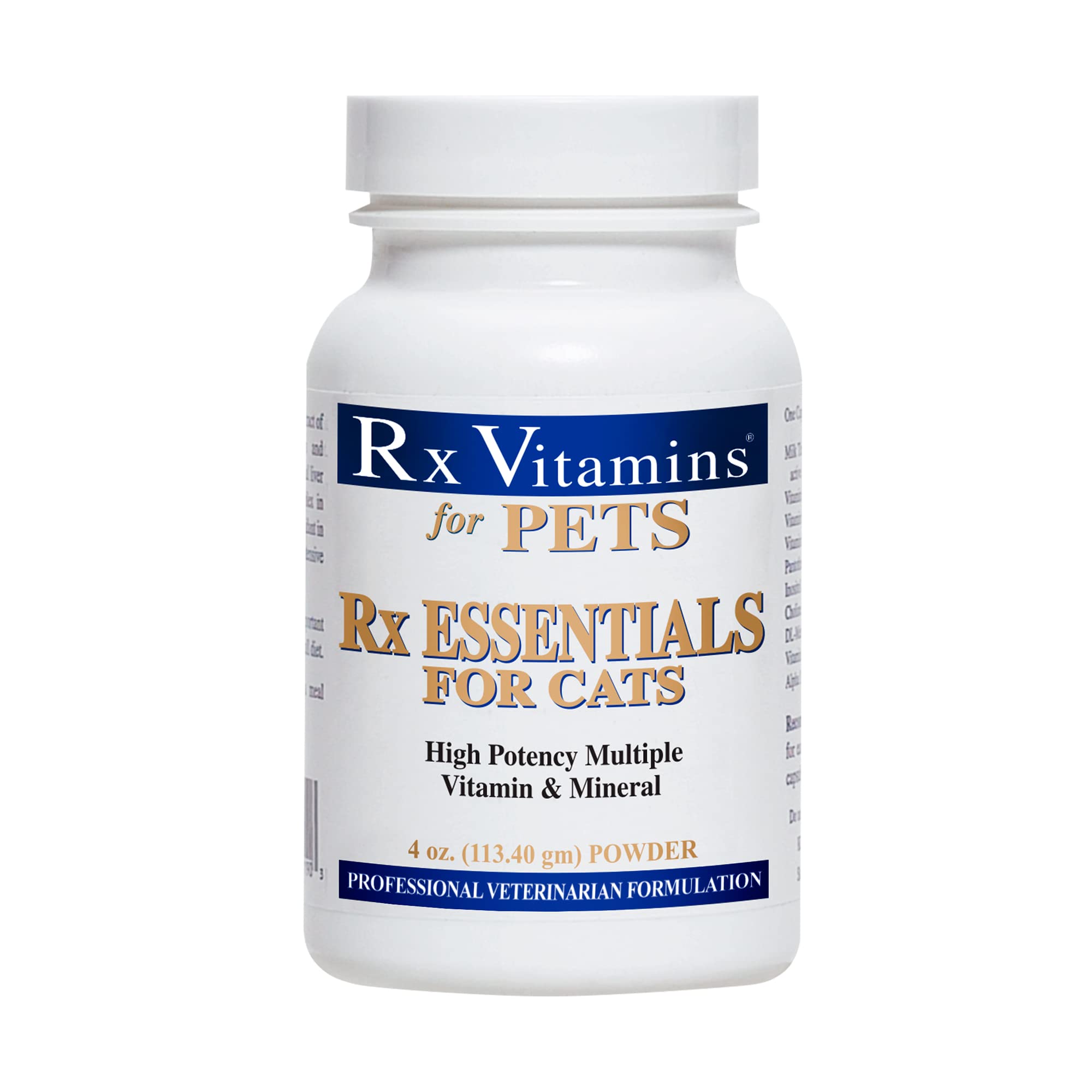 Rx Vitamins Essentials for Cats - Multivitamin Powder Supplement with Essential Vitamins & Minerals for Cats - 4 oz - Mix with Wet or Dry Food for Daily Health Support | Perfect for Senior Cats, Kittens & Immune System Boost