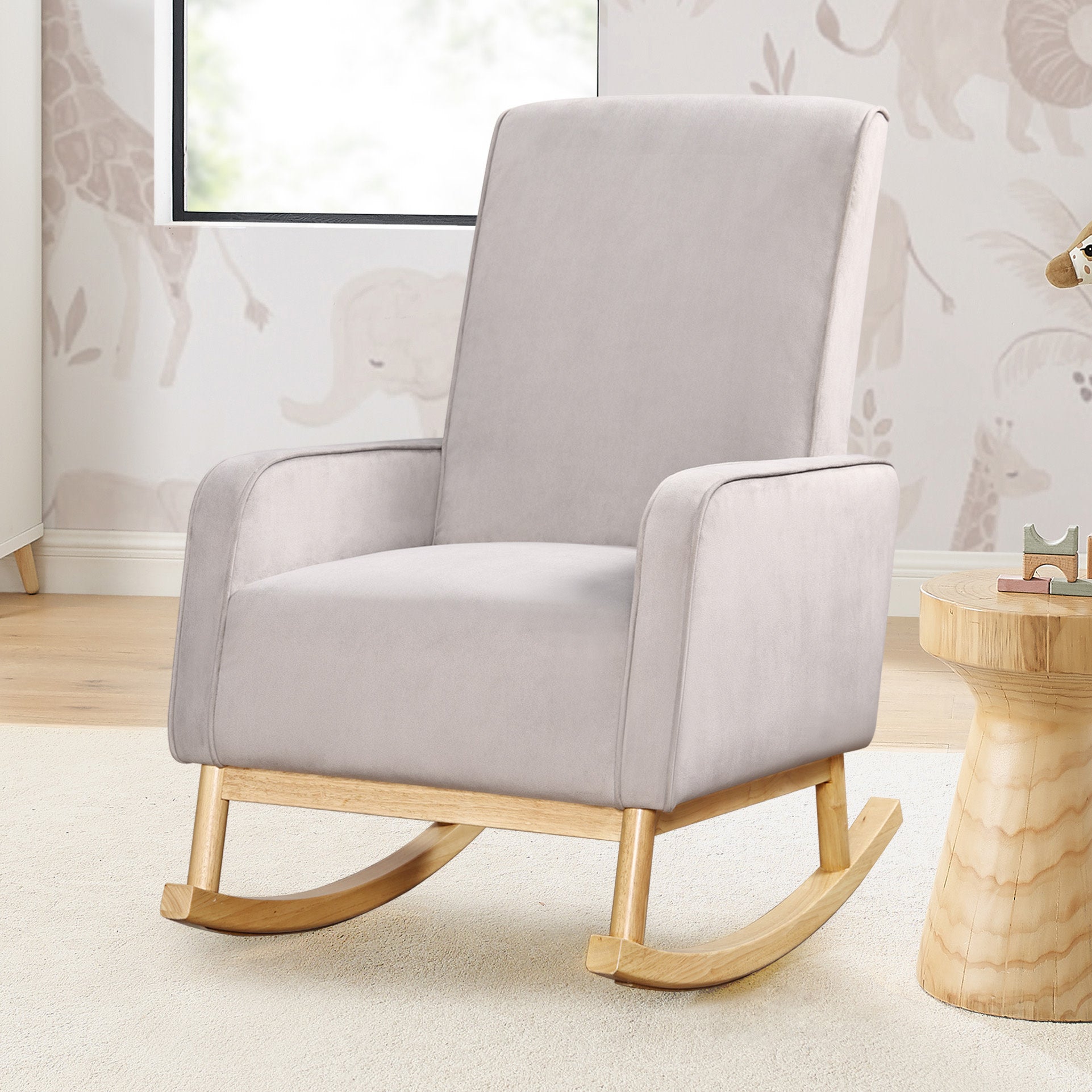Comfortable Drew Rocking Chair for Living Room & Nursery - Relaxing Wooden Rocker with Ergonomic Design - Perfect for Reading, Nursing, and Stress Relief