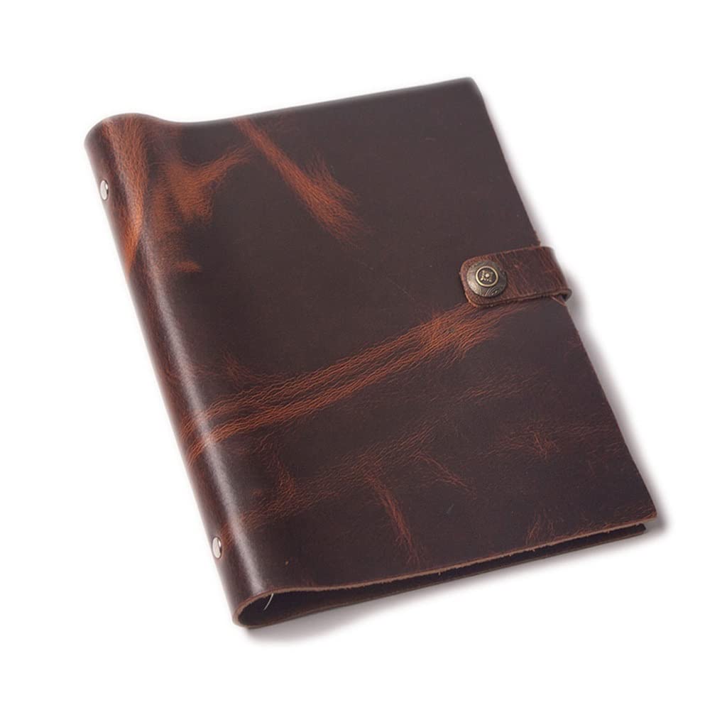 Premium Genuine Leather A5 Notebook (16x23cm) - Travel Journal, Personal Planner, Sketchbook for Work & Study - Grey, Black, Brown Options - Perfect for Office, School & Creative Writing
