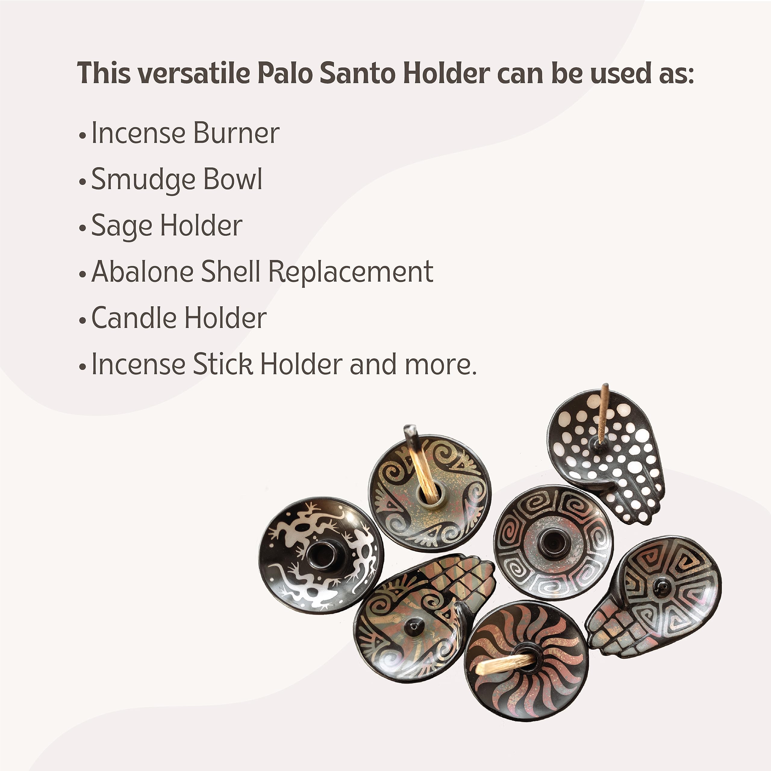 Authentic Handmade Peruvian Palo Santo Stick Holder & Incense Burner - Ceramic Smudge Bowl for Sage, Palo Santo & Incense (Black) - Perfect for Meditation, Yoga, Aromatherapy & Spiritual Cleansing Rituals