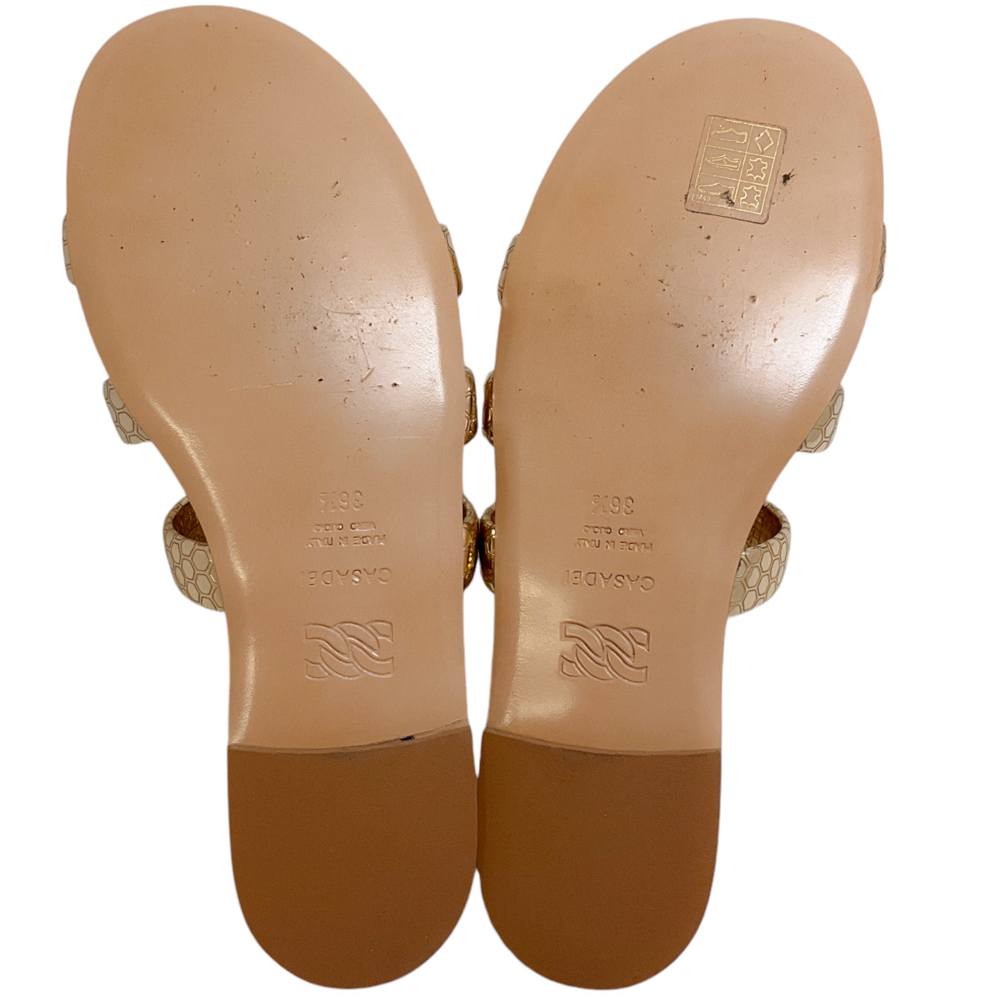 Casadei Rose Gold Embossed Leather Atomium Sandals - Women's Luxury High Heel Dress Shoes for Weddings & Evening Events