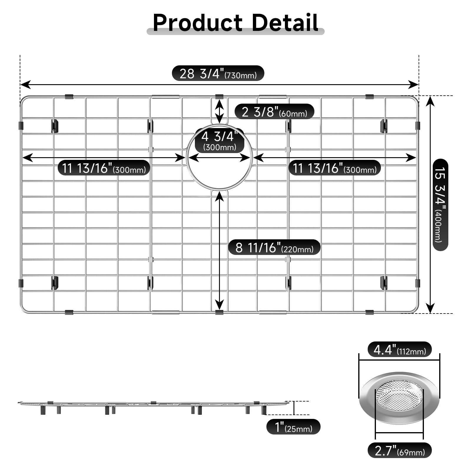 Stainless Steel Kitchen Sink Protector Grid - 28.75