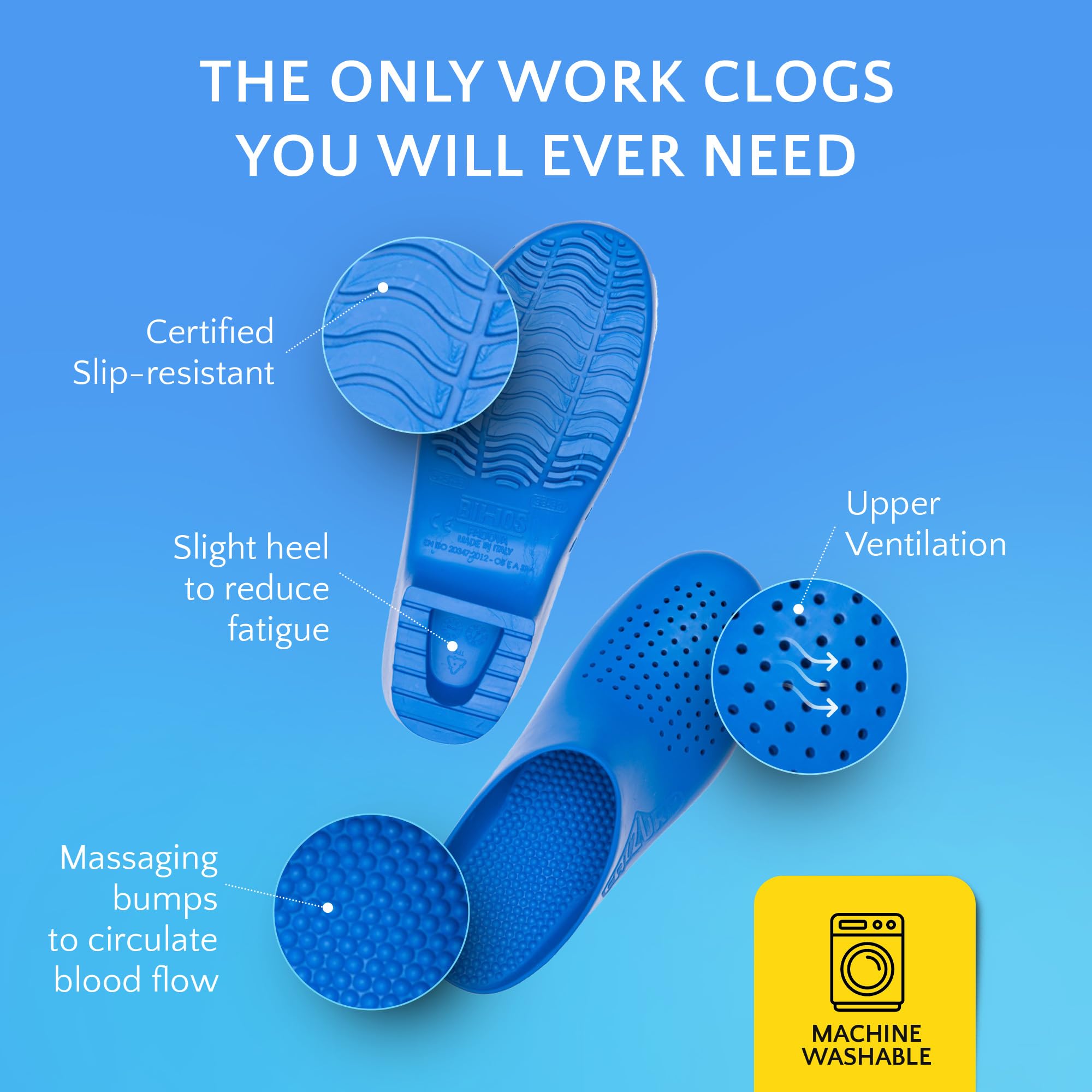 **CALZURO Classic Unisex Work Clogs with Holes - Non-Slip, Autoclavable Rubber Shoes for Kitchen, Nursing & Healthcare Professionals - Comfortable & Durable for Long Shifts**