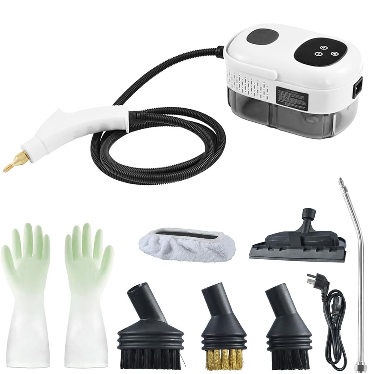 2500W Handheld Steam Cleaner - High Pressure Portable Steamer for Home, Car, Couch & Furniture - 10 Second Fast Heating - White | Perfect for Deep Cleaning Floors, Upholstery, Kitchen & Bathroom Surfaces