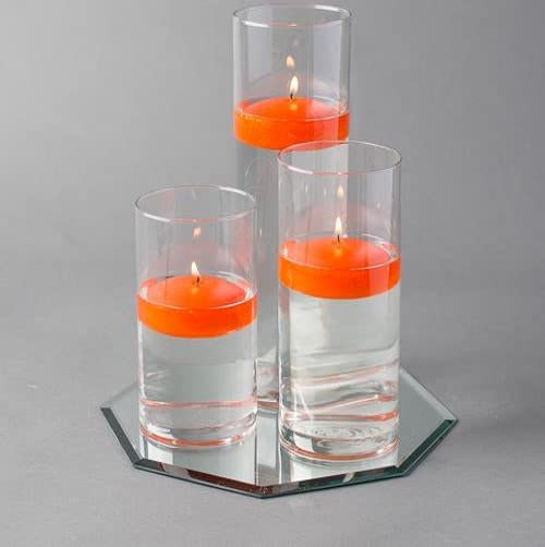 Eastland Octagon Mirror and Cylinder Vases Set with Richland Floating Candles - 48 Piece Wedding Centerpiece (16