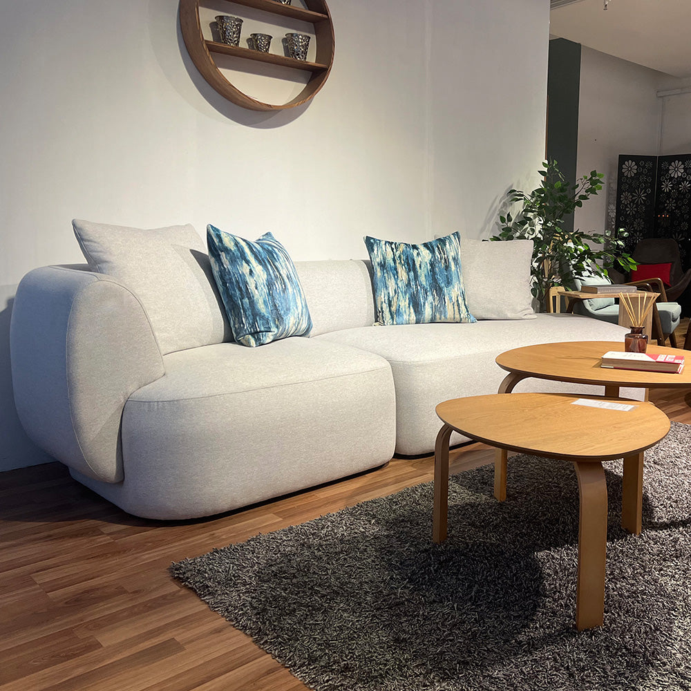 Pebble 4-Seater Chaise Sectional Sofa with EcoClean Fabric - Modern L-Shaped Couch for Living Room, Family Room & Lounge Areas