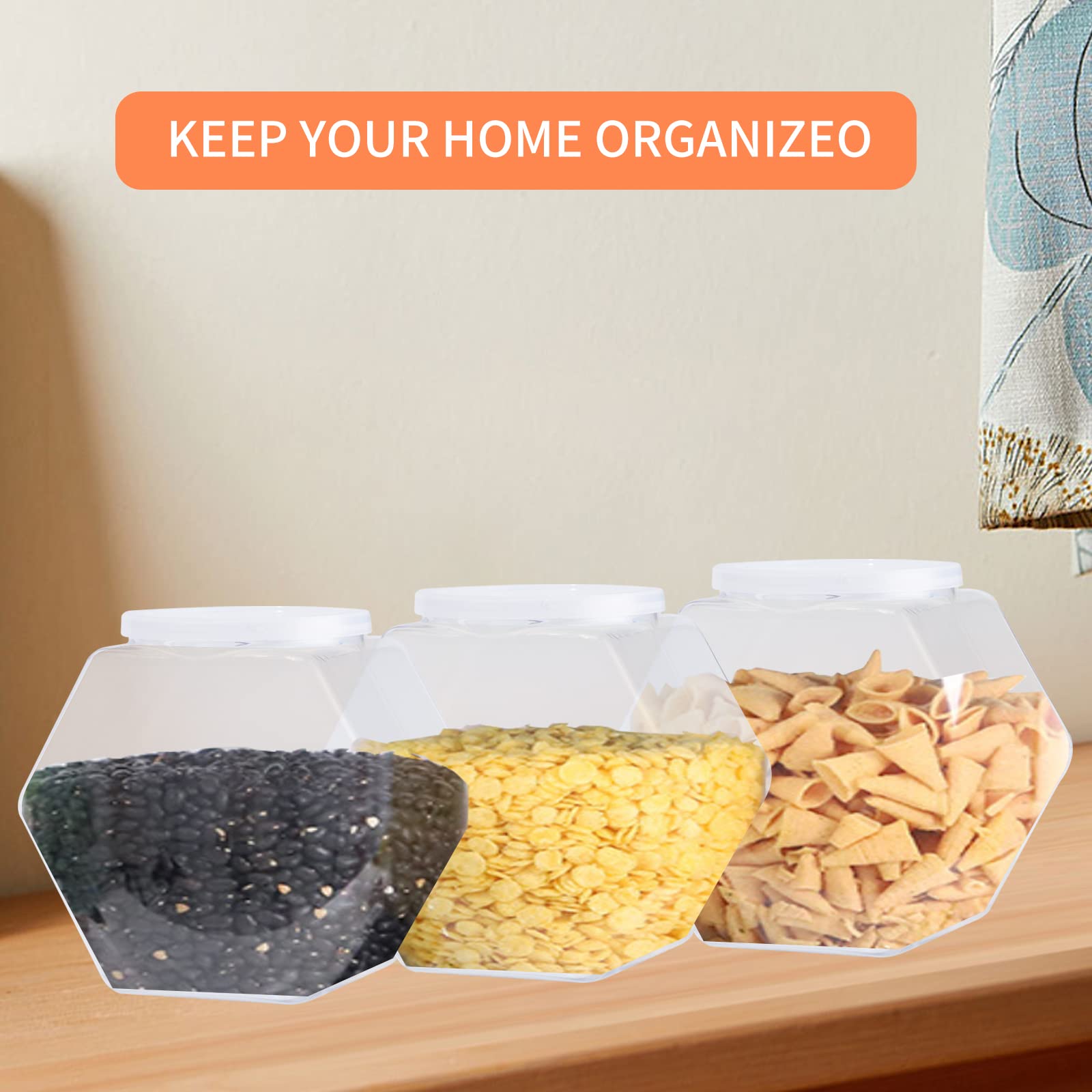 4 Pack Hexagon Plastic Candy Jars with Lids - 30oz Clear Kitchen Storage Containers for Snacks, Cookies, Dog Treats & Coffee Pods | Perfect for Pantry Organization, Party Favors & Home Decor