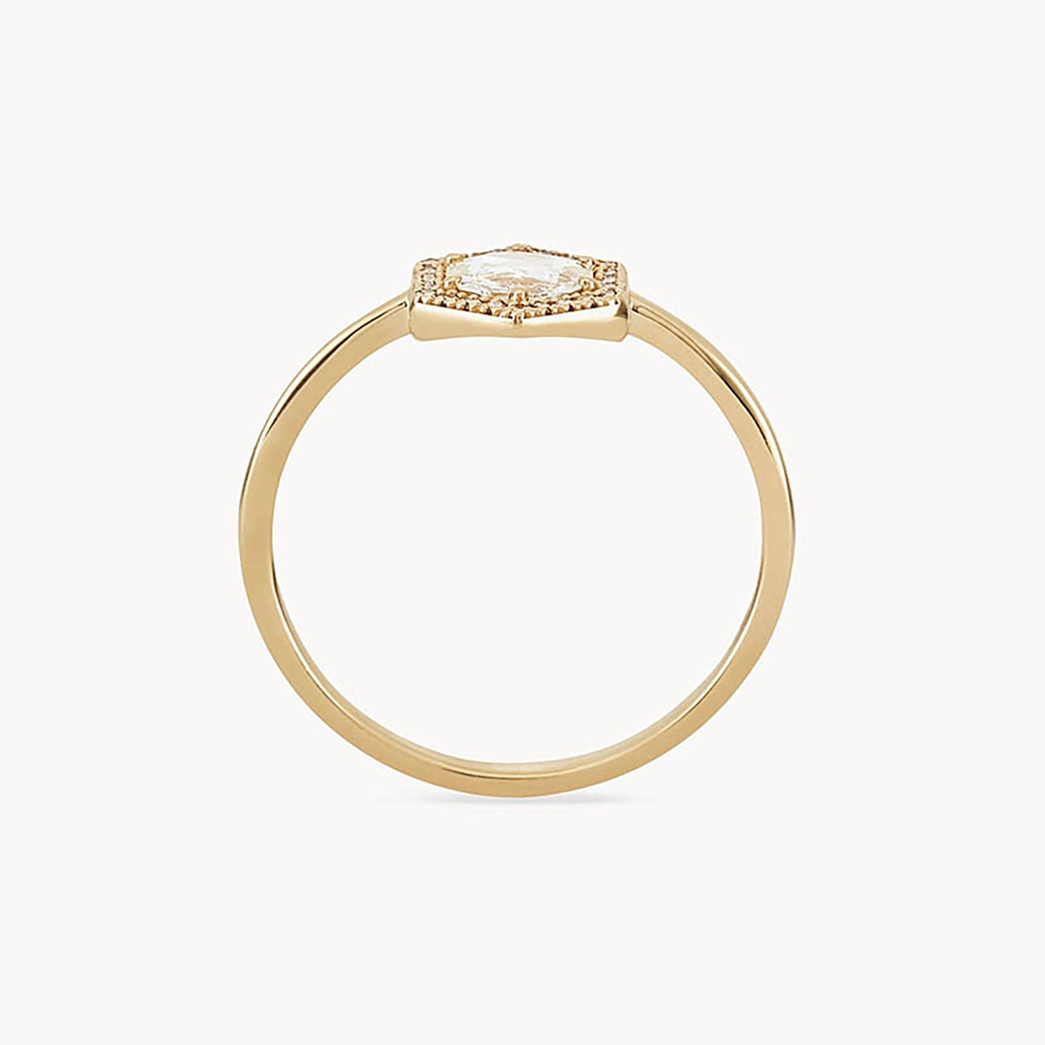 14K Yellow Gold Capella Ring with Rose Cut White Diamond – Elegant Jewelry for Weddings, Anniversaries & Special Occasions