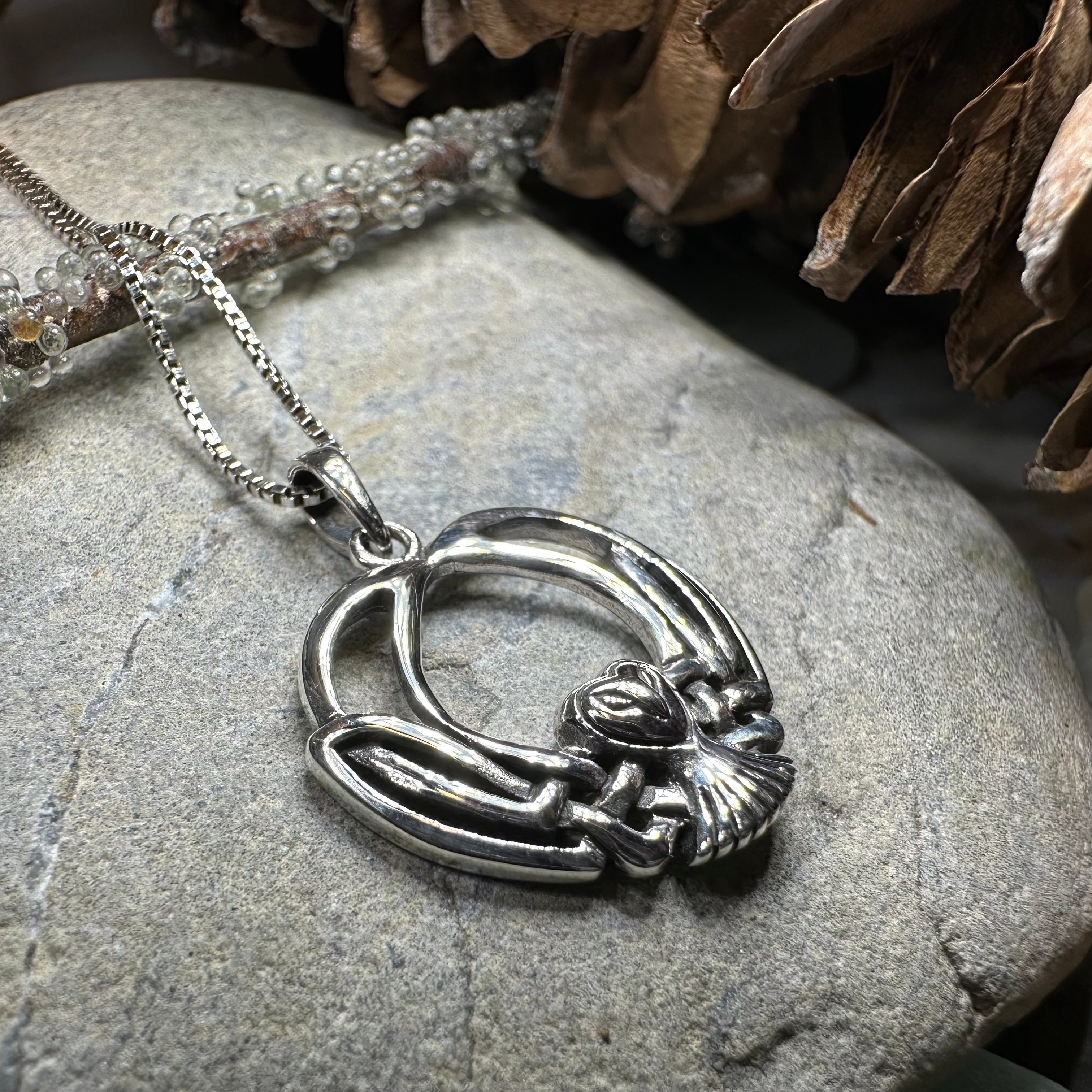 Celtic Owl Pendant Necklace - Handcrafted Sterling Silver Jewelry for Women - Perfect for Gifts, Boho Fashion & Spiritual Protection