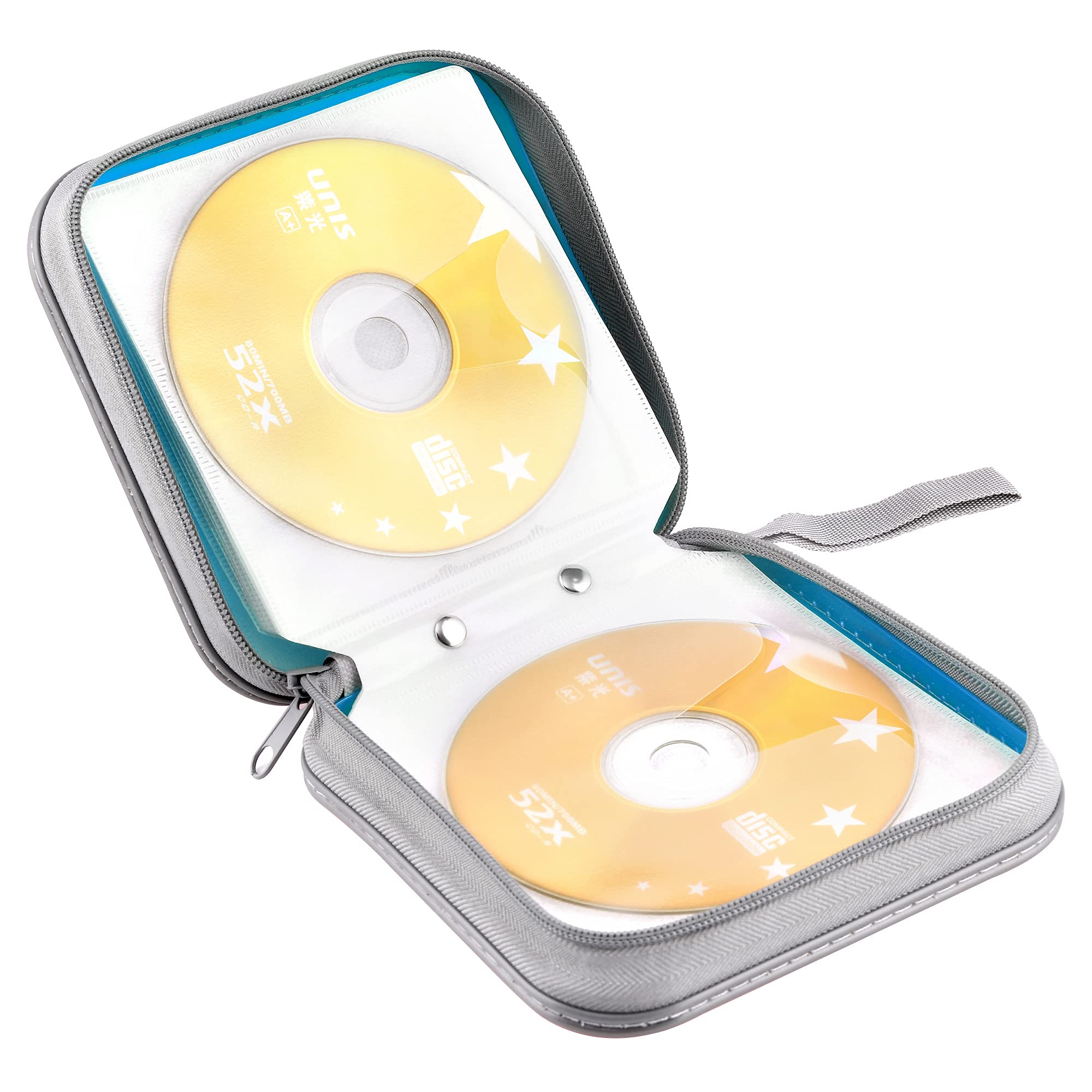 40-Disc Heavy Duty CD/DVD Case Wallet Holder - Sky Blue Storage Binder Album for Music, Movies & Data Discs - Perfect for Travel, Home Organization & Media Collections
