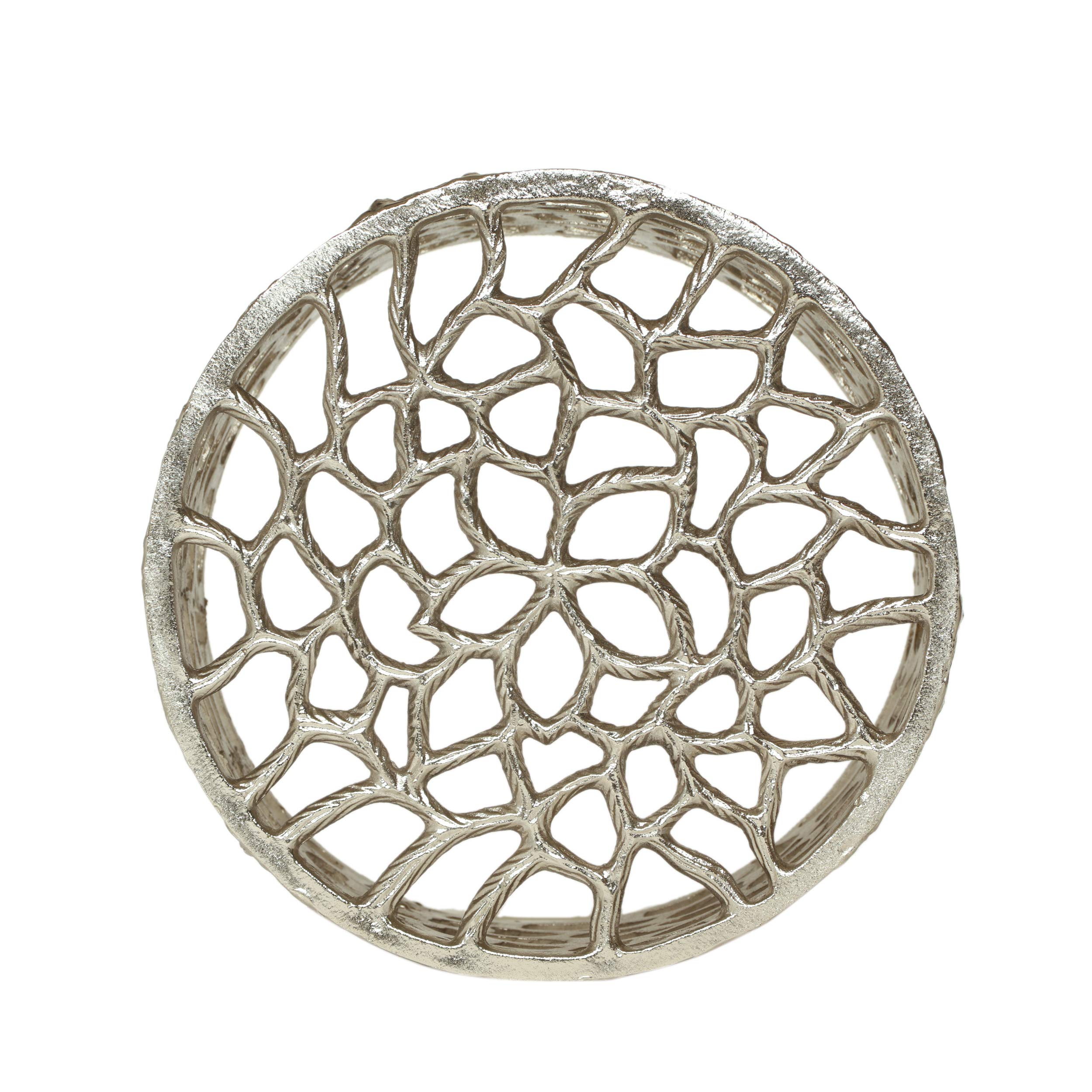 Modern Iron Mesh Accent Table - Antique Nickel Finish Side Table for Living Room, Bedroom & Office - Stylish End Table with Durable Metal Frame for Home Decor