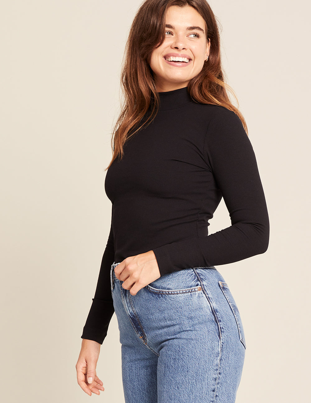 Women's Ribbed Turtleneck Sweater - Soft Stretch Knit Long Sleeve Slim Fit Winter Top (Black) | Perfect for Office Wear, Date Night & Cold Weather Layering