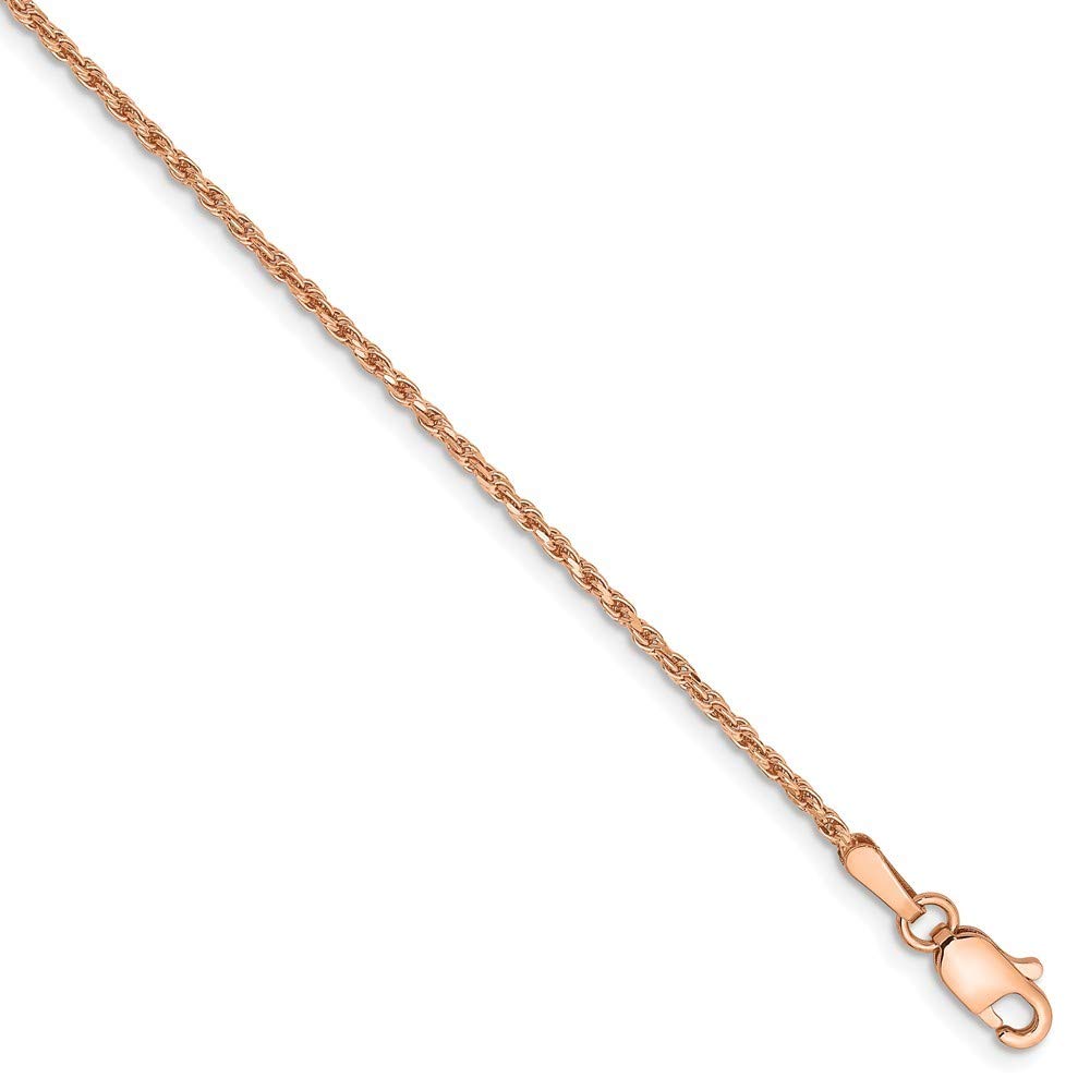 14K Rose Gold Diamond-Cut Rope Chain Bracelet for Women - 1.5mm Thin & Dainty, 7 Inch Adjustable Length - Perfect for Everyday Wear, Gift Giving & Special Occasions