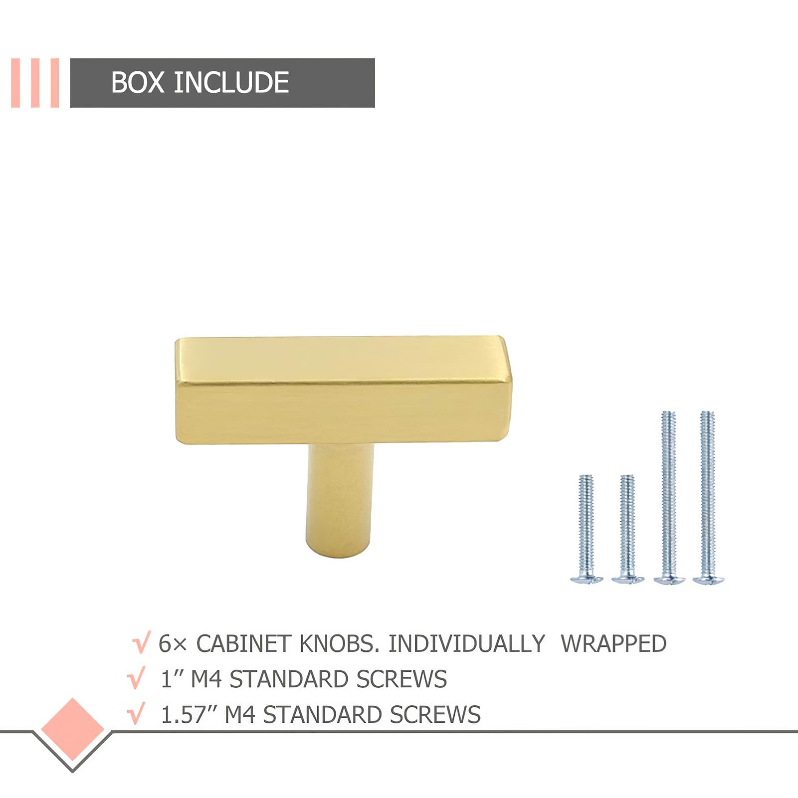 50 Pack Brushed Gold Cabinet Knobs - Modern Stainless Steel Kitchen & Bathroom Hardware - Dresser Drawers Handles for Home & Office Organization (Set of 50)