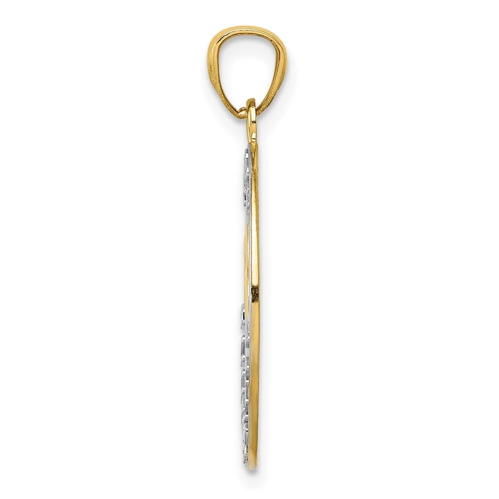 14K Yellow Gold & Rhodium Plated Happy Anniversary Heart Pendant Necklace - 26mm x 15mm Romantic Gift for Wife, Girlfriend - Perfect for Anniversaries, Valentine's Day & Special Occasions