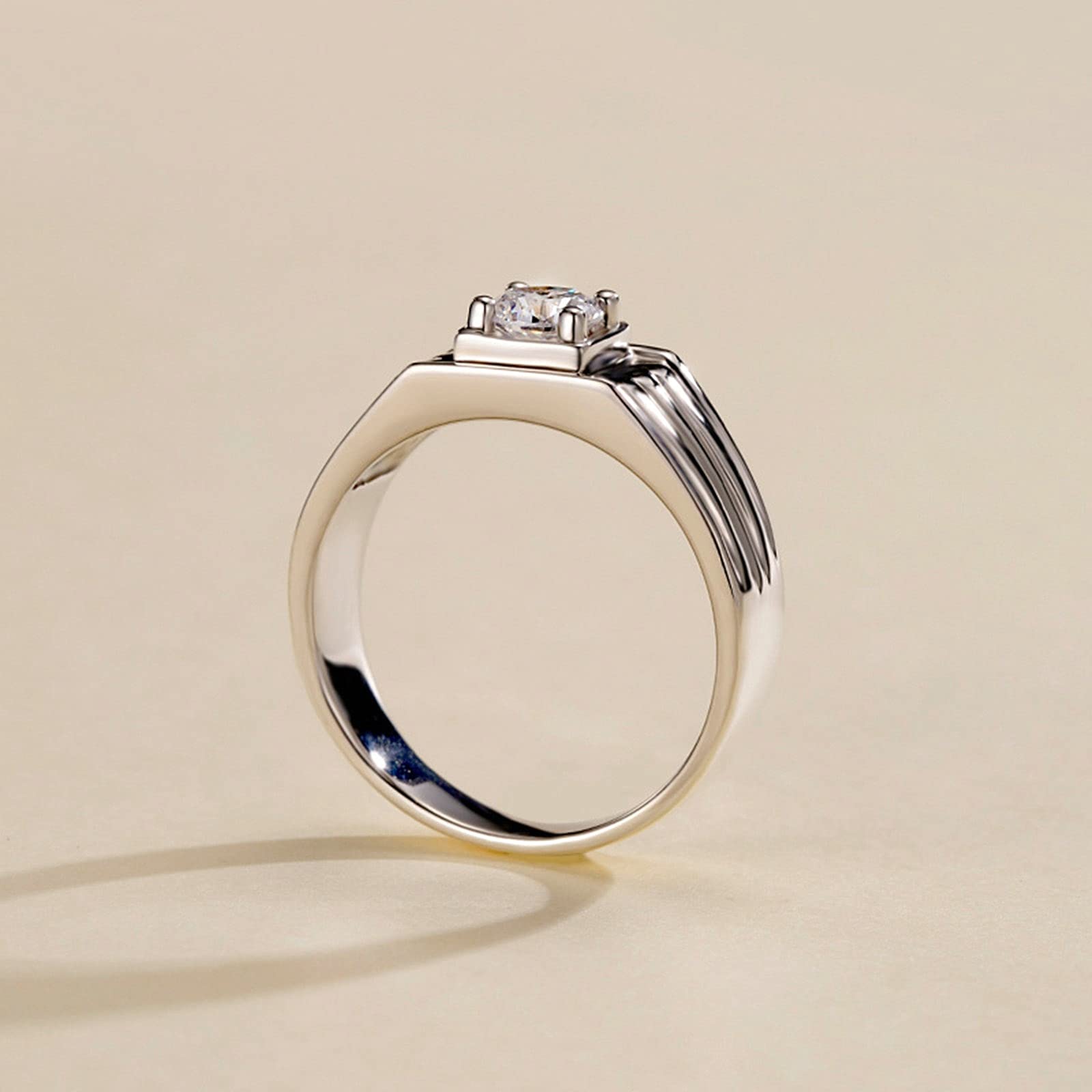 Aienid Men's Engagement Rings - S925 Sterling Silver Moissanite Wedding Bands for Him (Sizes 4-11) | Perfect Proposal Gift & Anniversary Jewelry