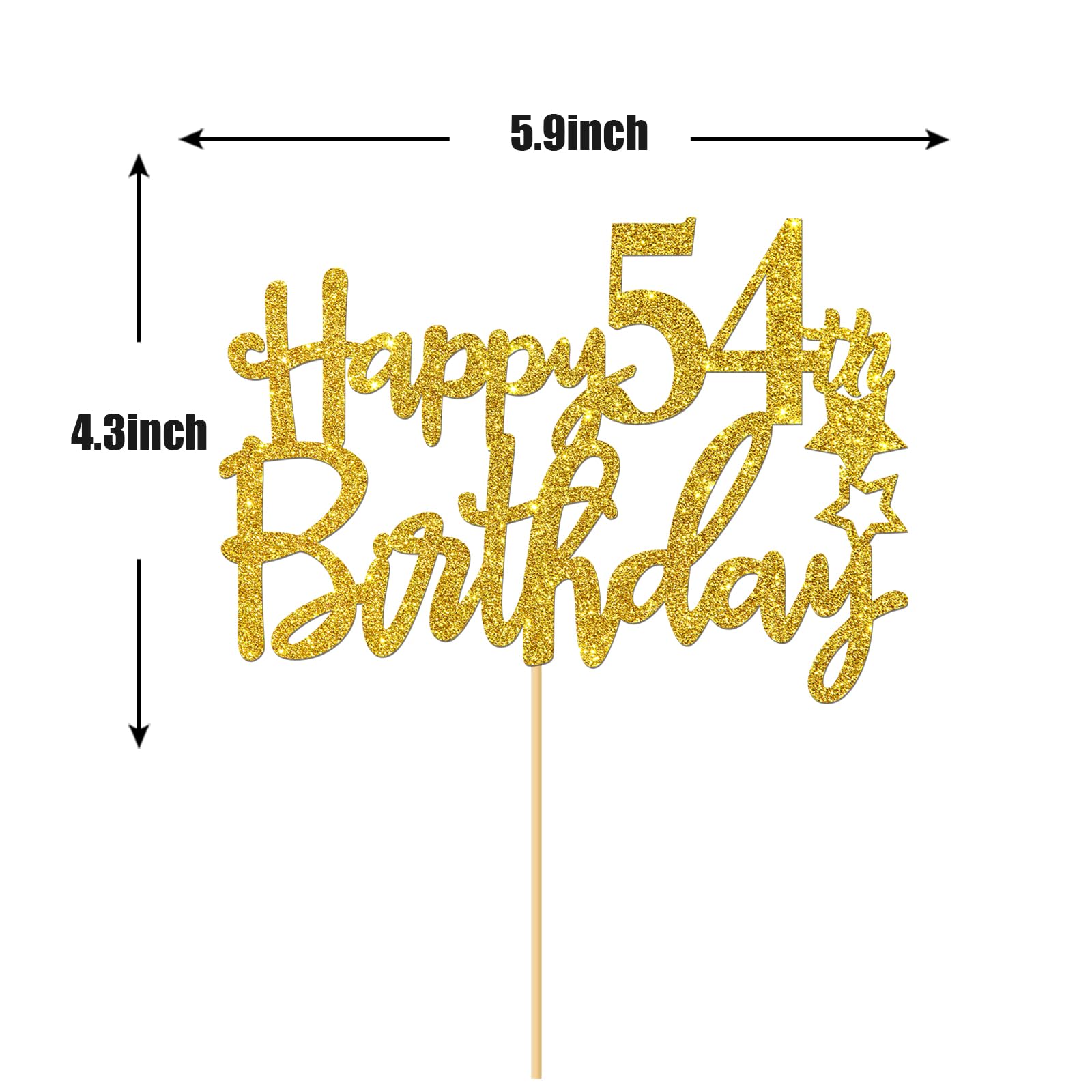 Gold Glitter Happy 54th Birthday Cake Topper - Cheers to 54 Years Party Supplies - 54th Birthday Party Decoration for Women, Men - Perfect for Anniversary Celebrations & Milestone Birthdays