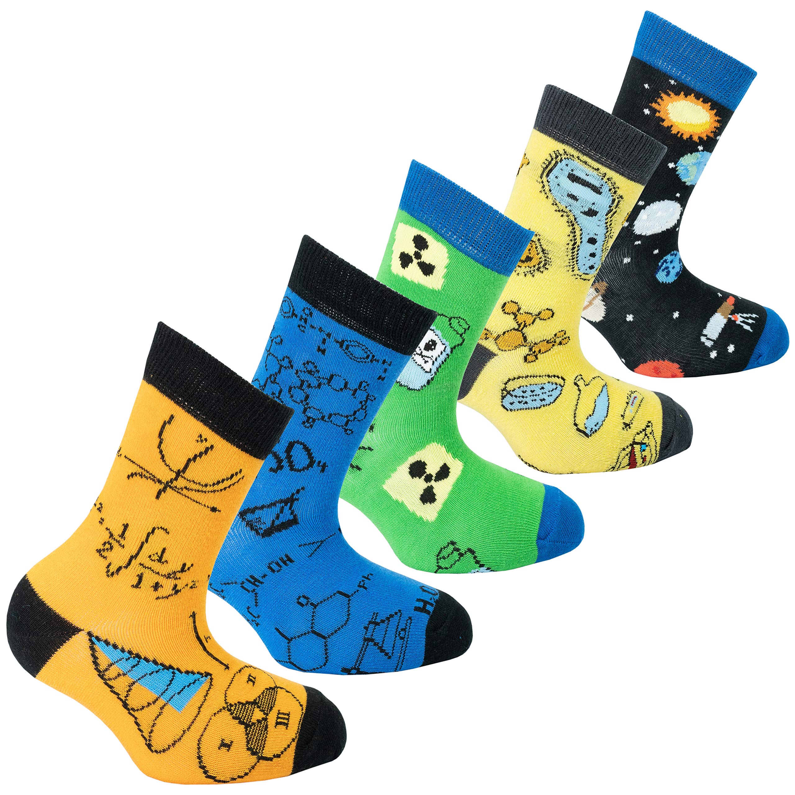 Kids 5-Pair Fun Colorful Cotton Crew Socks Gift Set - Soft Dress Socks for Boys & Girls - Perfect for School, Parties & Daily Wear