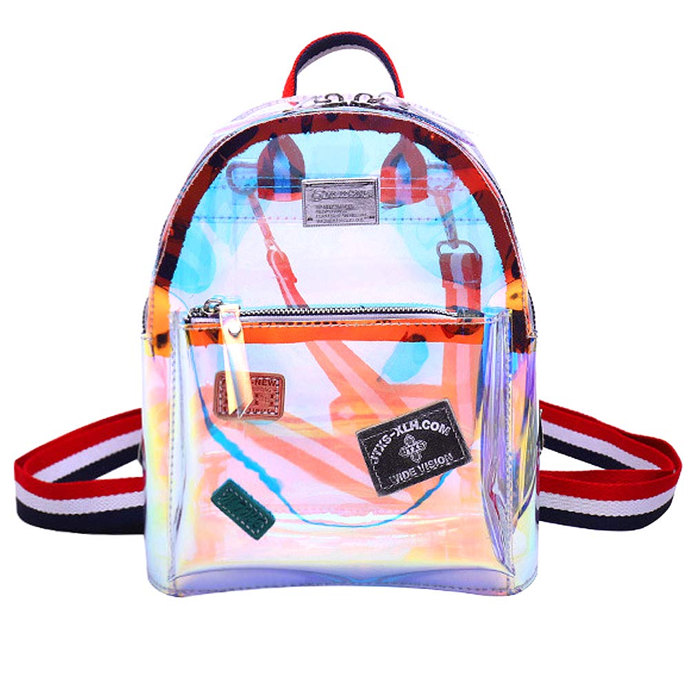 Van Caro Women's Mini Clear PVC Backpack - Small College Bookbag for School, Travel & Daily Use | Waterproof Shoulder Bag for Gym, Beach & Casual Outings