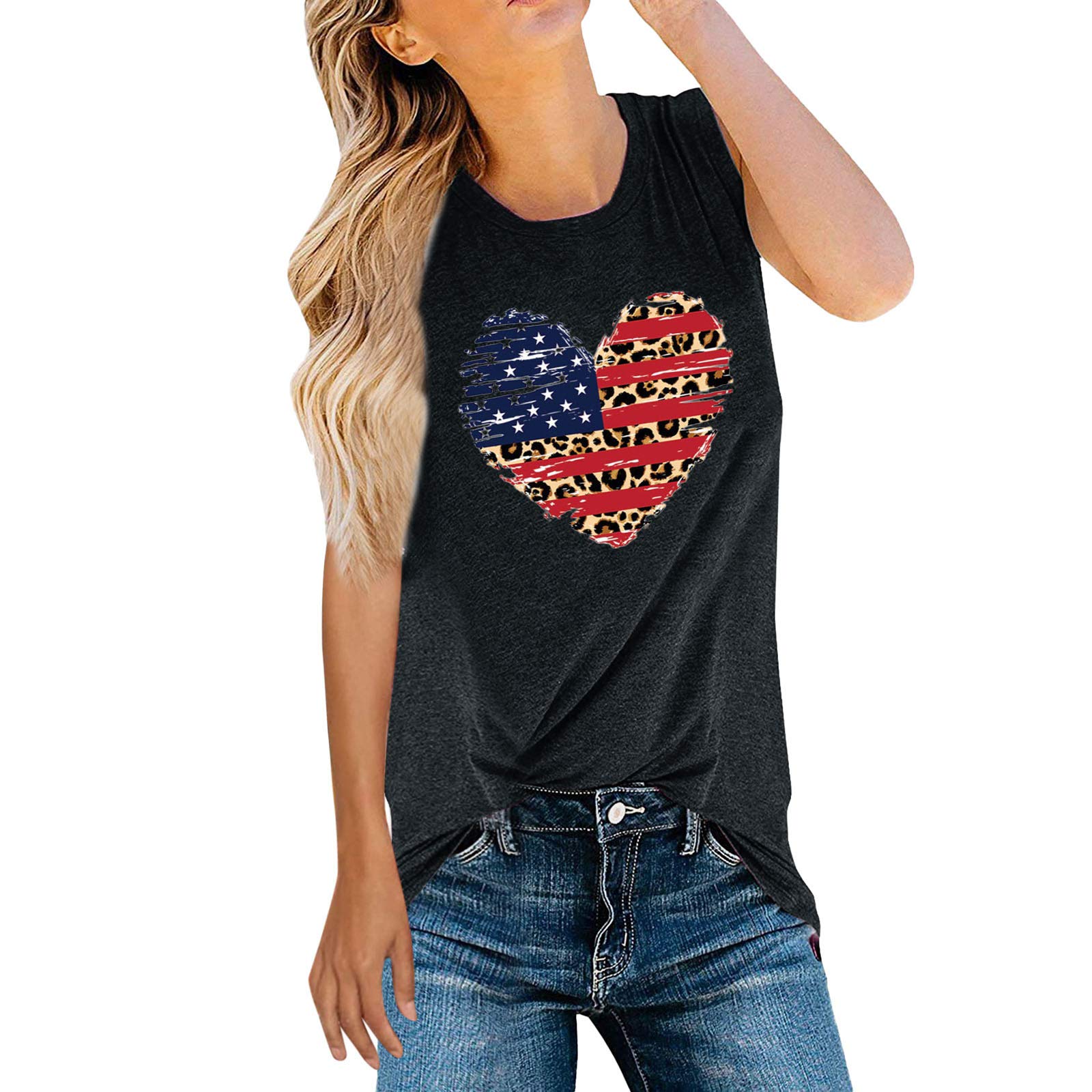 Women's American Flag Graphic Tank Tops - Sleeveless Casual Tees for 4th of July, Summer & Patriotic Events | Perfect for Beach, BBQ & Outdoor Activities