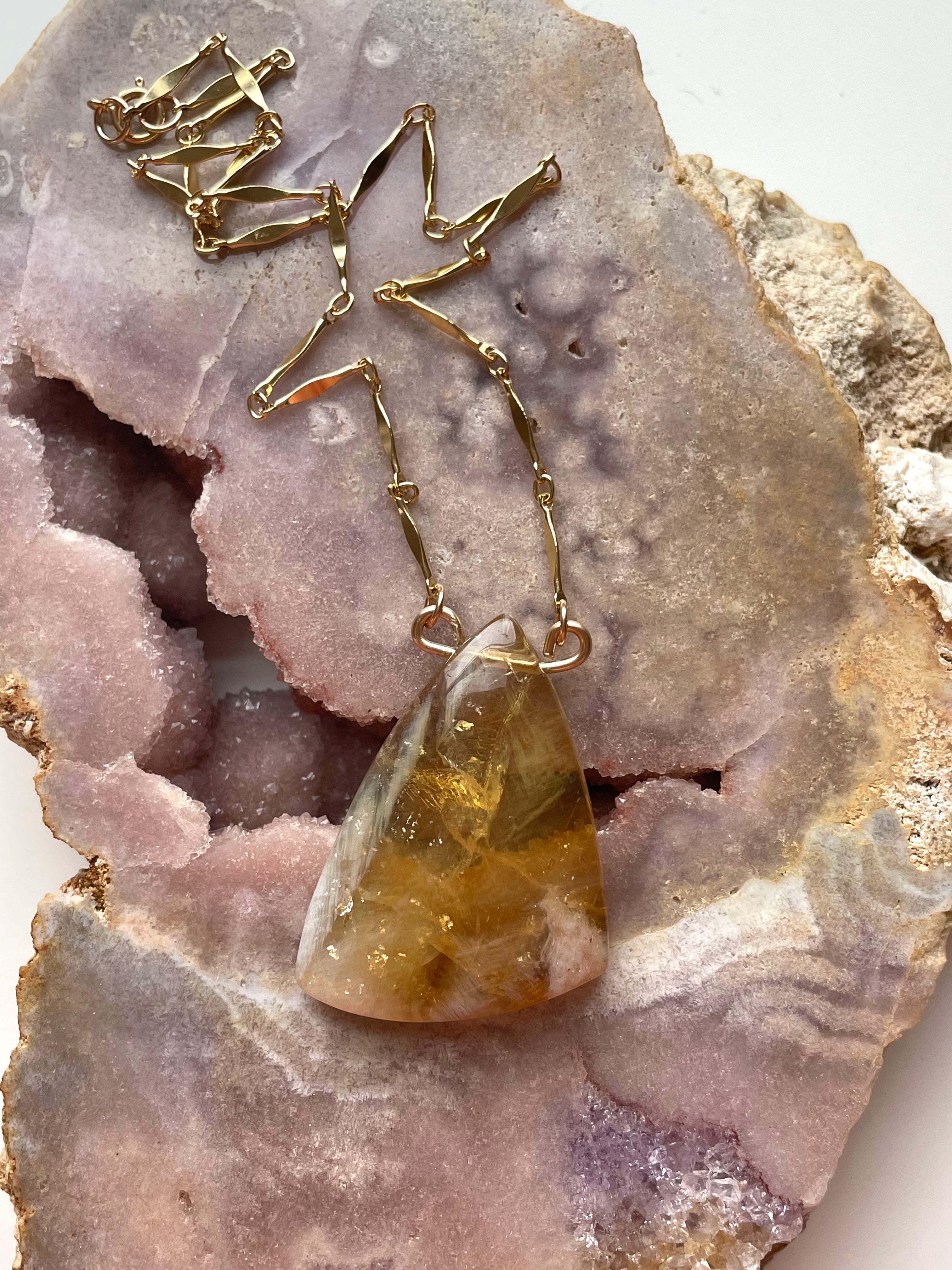 Genuine Yellow Citrine Necklace - 14k Gold Filled Chain - Elegant Chunky Gemstone Jewelry for Women - Perfect for Gifts, Parties & Everyday Wear