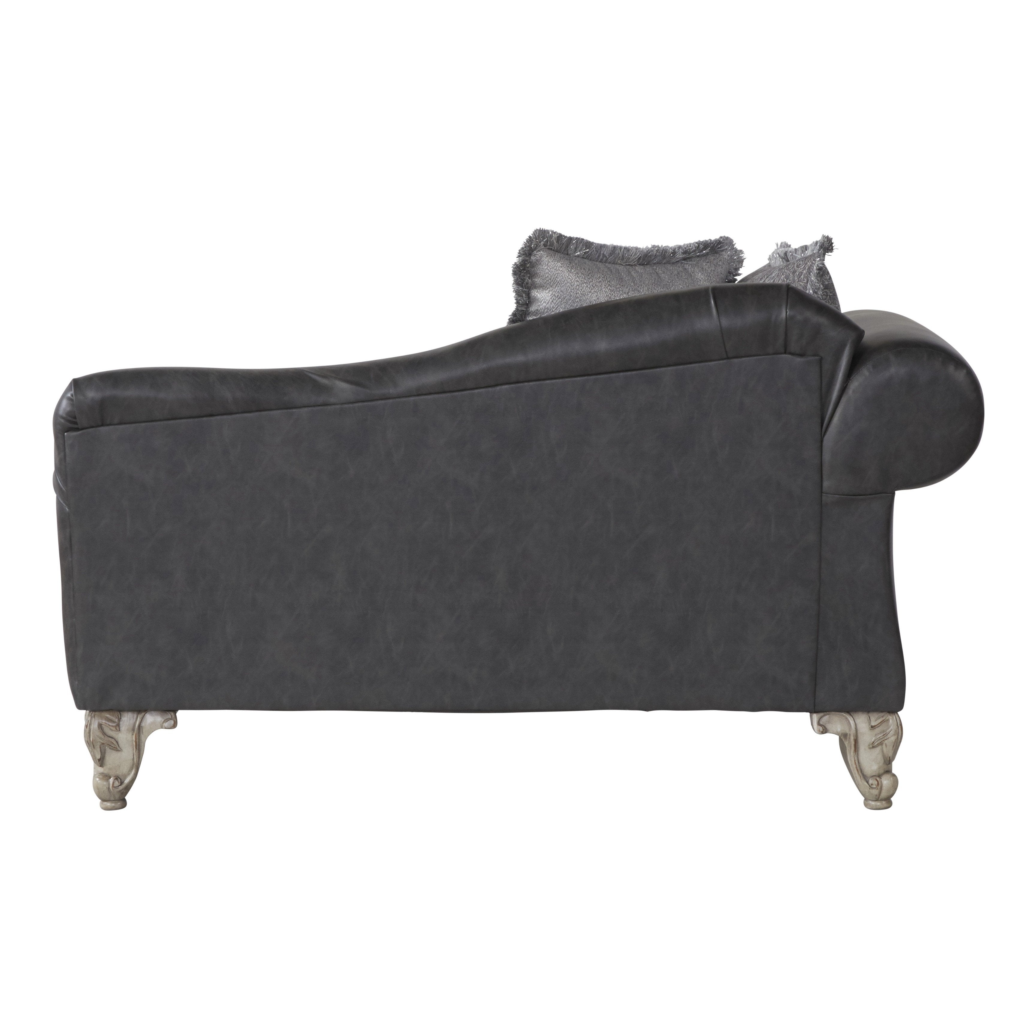 San Marino 2-Tone Fabric and Wooden Frame Chaise Lounge in Gray - Perfect for Living Room, Bedroom, or Office Relaxation