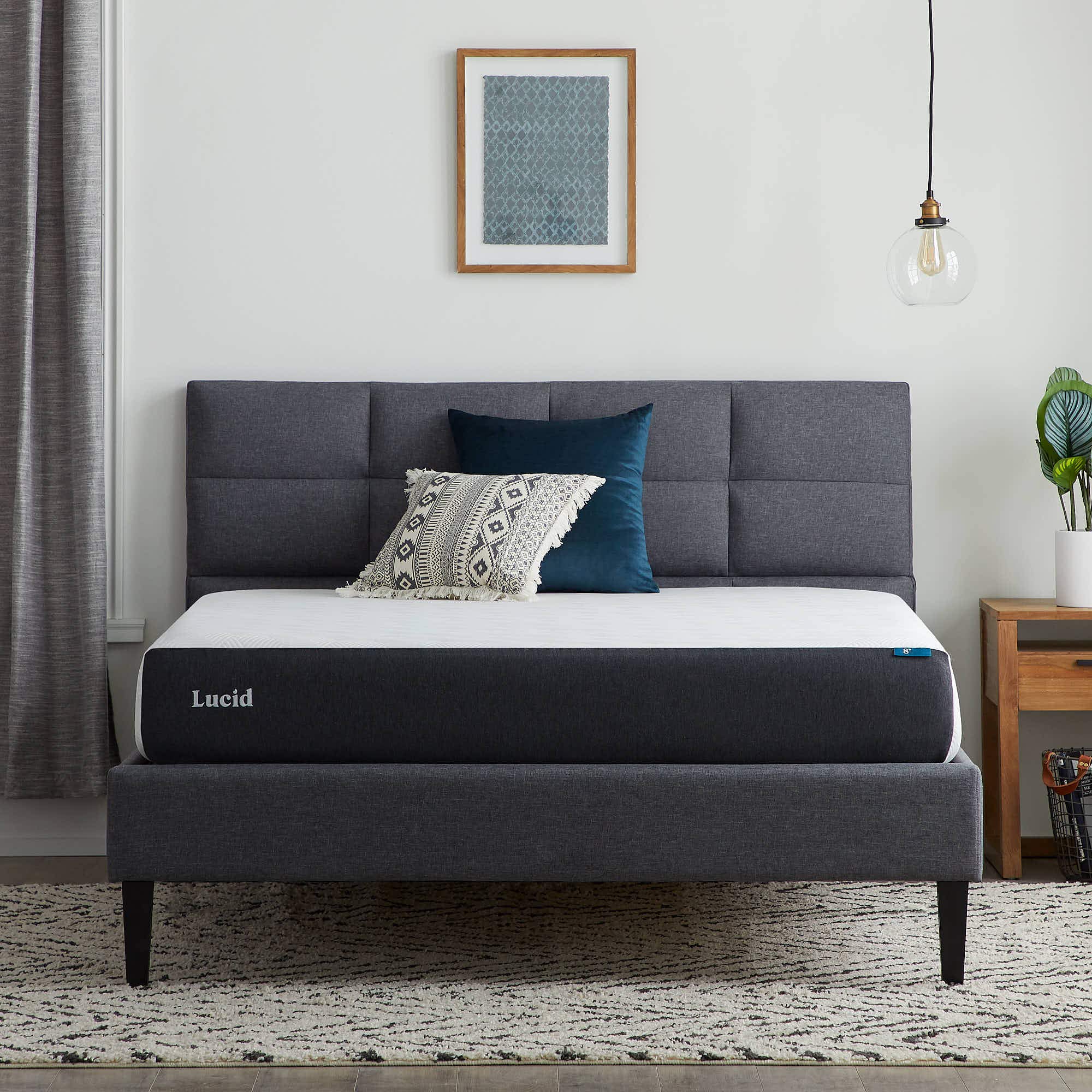 Lucid 8 Inch Queen Size Plush Gel Memory Foam Mattress with Bamboo Charcoal & Hypoallergenic Cooling Technology | Perfect for Bedrooms, Guest Rooms & Dorm Rooms