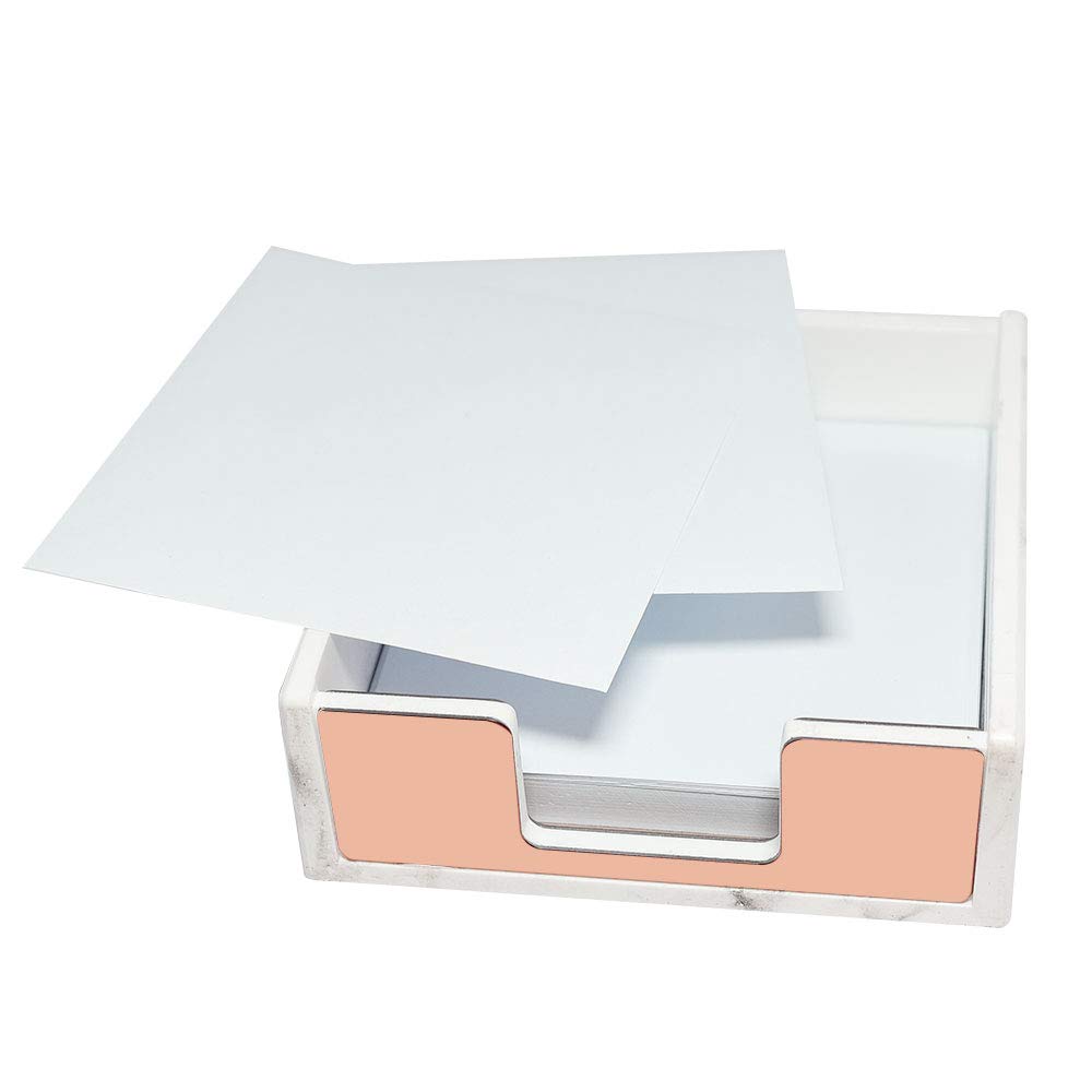 Buqoo Marble White & Rose Gold Sticky Notes Holder - Elegant Desktop Memo Dispenser for Office & Home Organization | Perfect for Workstation, Study Desk & Gift Giving
