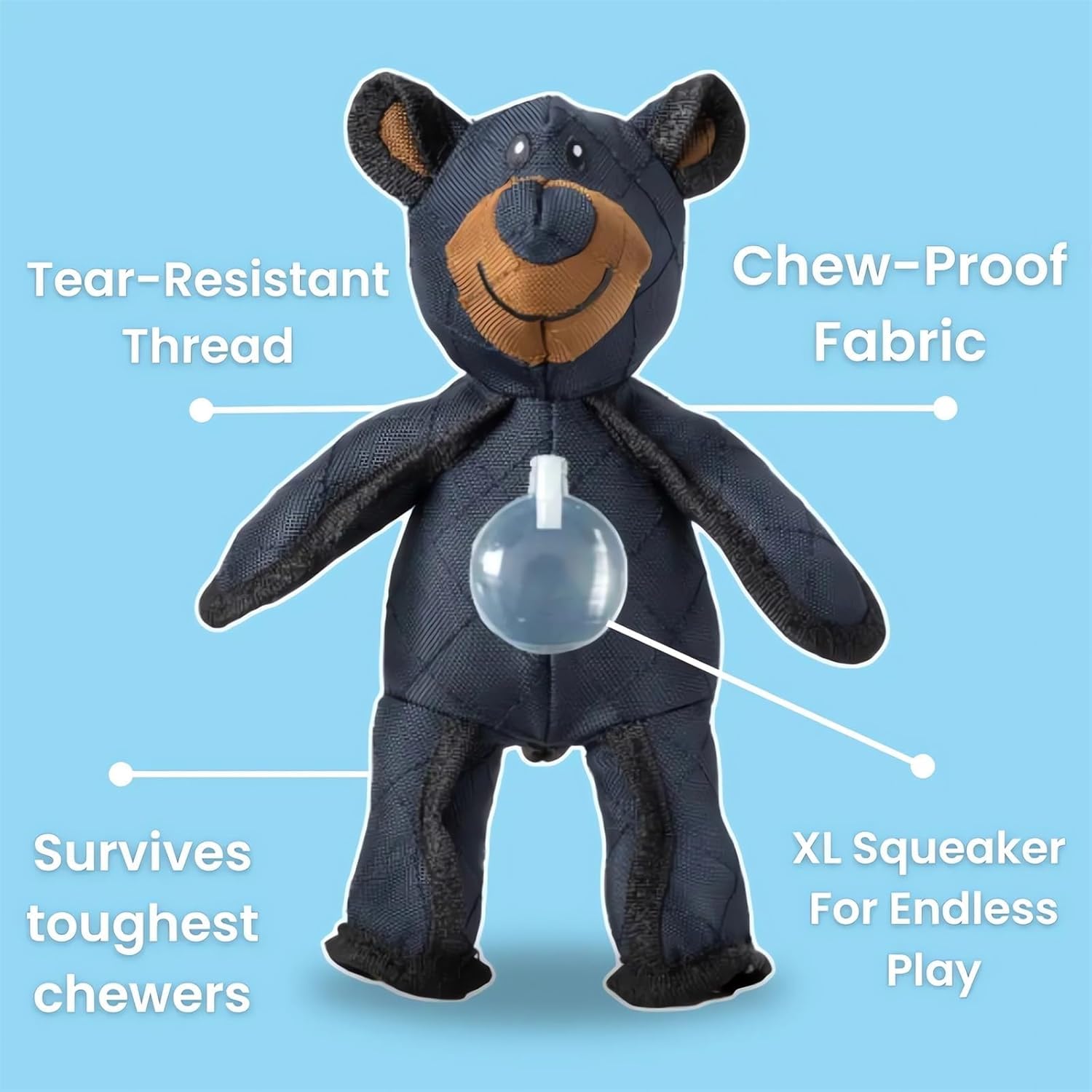 Unbreakable Bear Dog Toy - Indestructible Chew Toy for Large Breed Dogs, Heavy Duty Squeaky Plush Toy (2-Pack) - Perfect for Aggressive Chewers, Playtime & Training