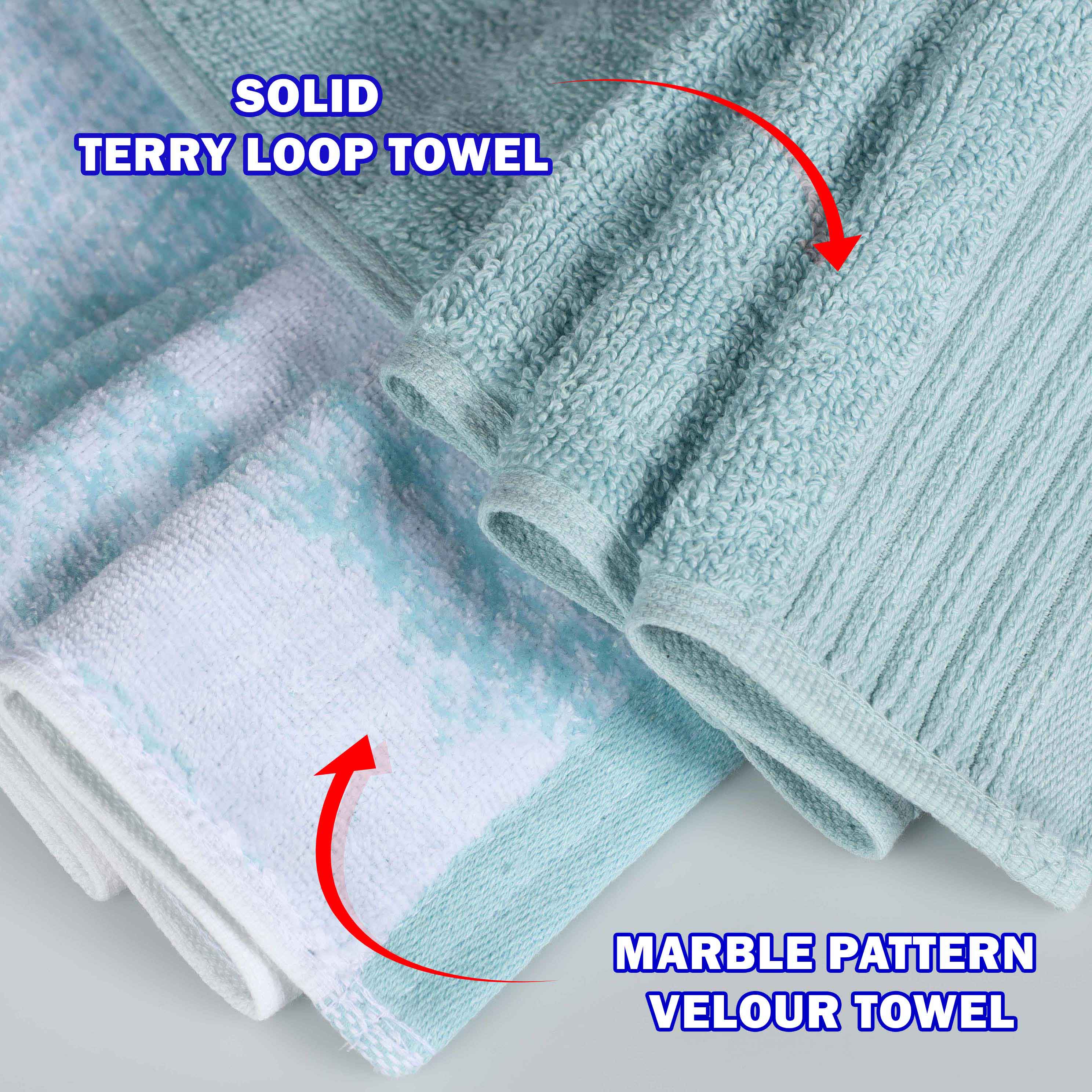 Premium 4-Piece Cotton Bath Towel Set - Soft & Absorbent Solid & Marble Design - Perfect for Spa, Bathroom & Luxury Home Decor