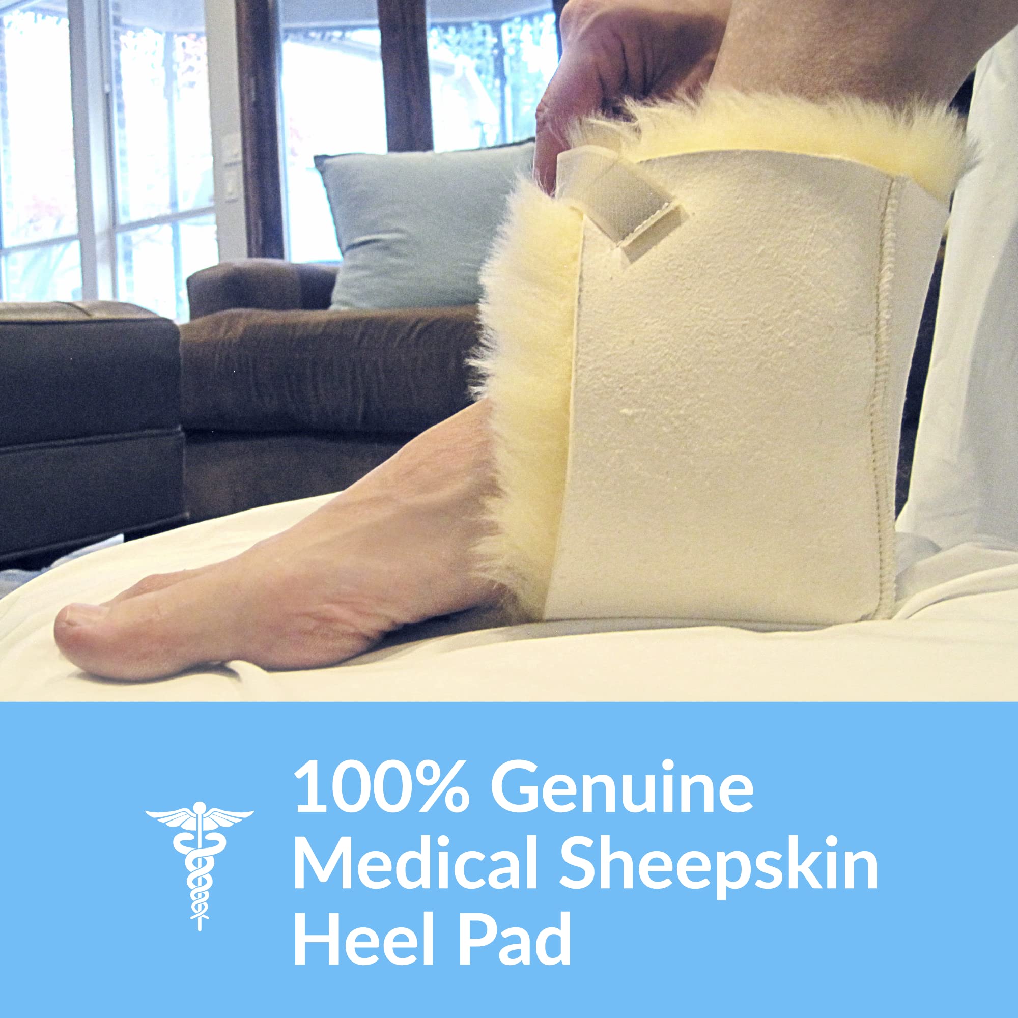 100% Genuine Medical Sheepskin Heel Cushion Booties - Ultra Soft Lambswool Heel Protectors for Pressure Sores, Bed Sores & Ulcer Prevention | Doctor Recommended for Diabetic Foot Care, Post-Surgery Recovery & Elderly Comfort (Pair) - Perfect for Hospital Use, Home Care & Wheelchair Patients