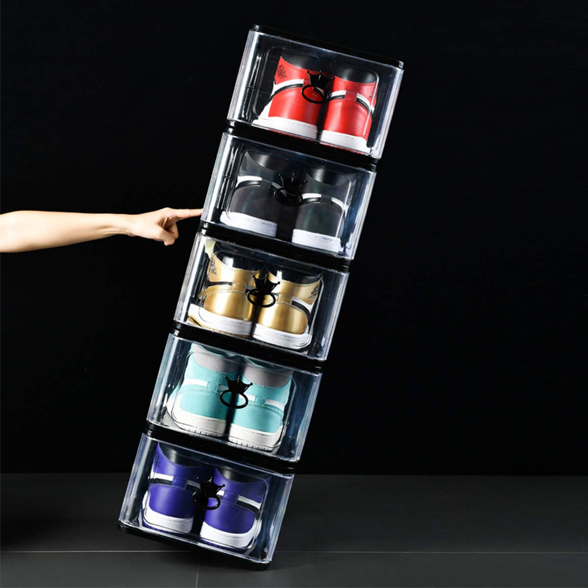 5-Pack Clear Collapsible Shoe Storage Boxes - Transparent Plastic Shoe Organizer for Sneakers, Boots & Heels | Space-Saving Closet & Underbed Storage Solution for Home, Dorm & Travel