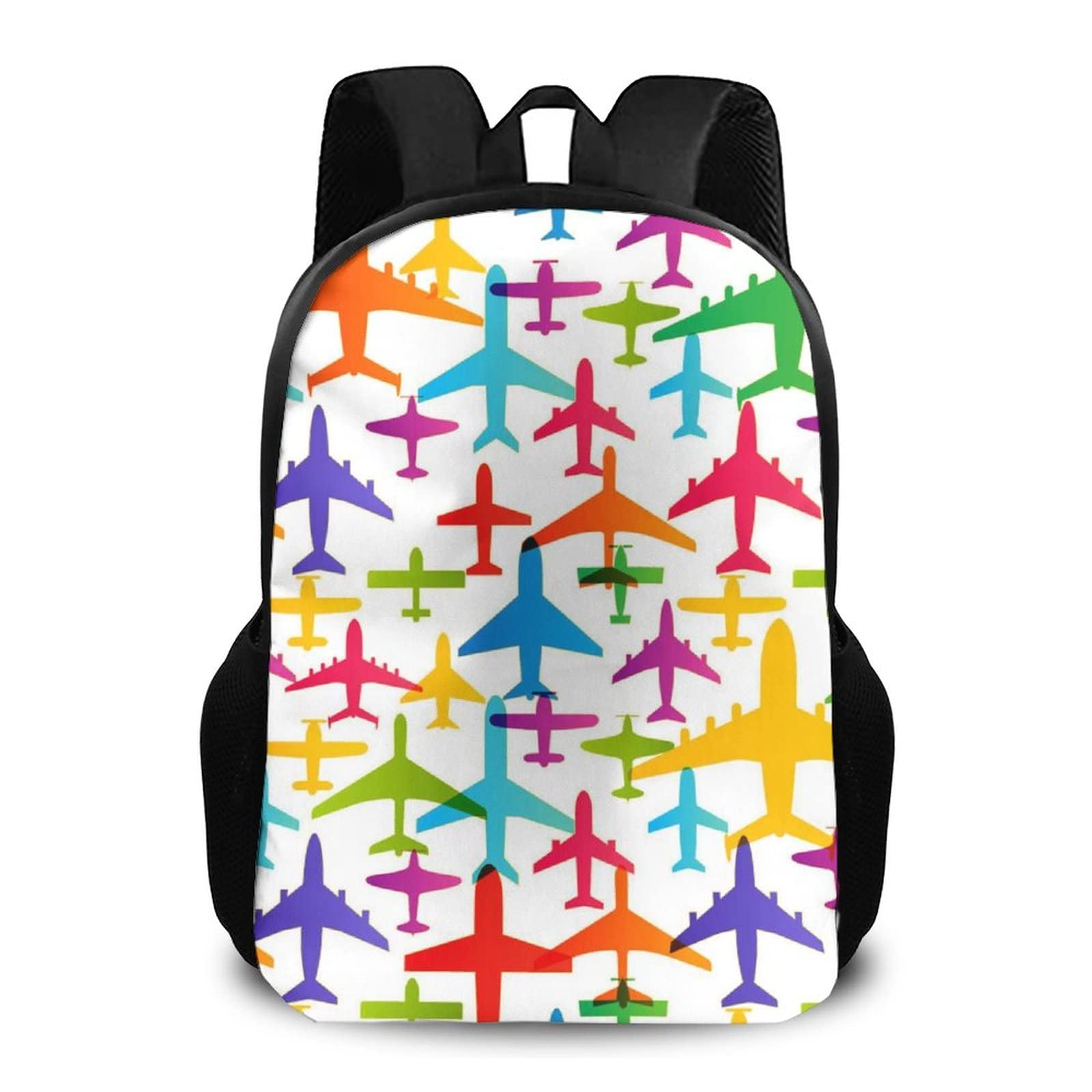Colorful Airplane Pattern School Backpack - Waterproof Lightweight Bookbag for Boys & Girls | Travel, College, High School, Picnic & Daily Use