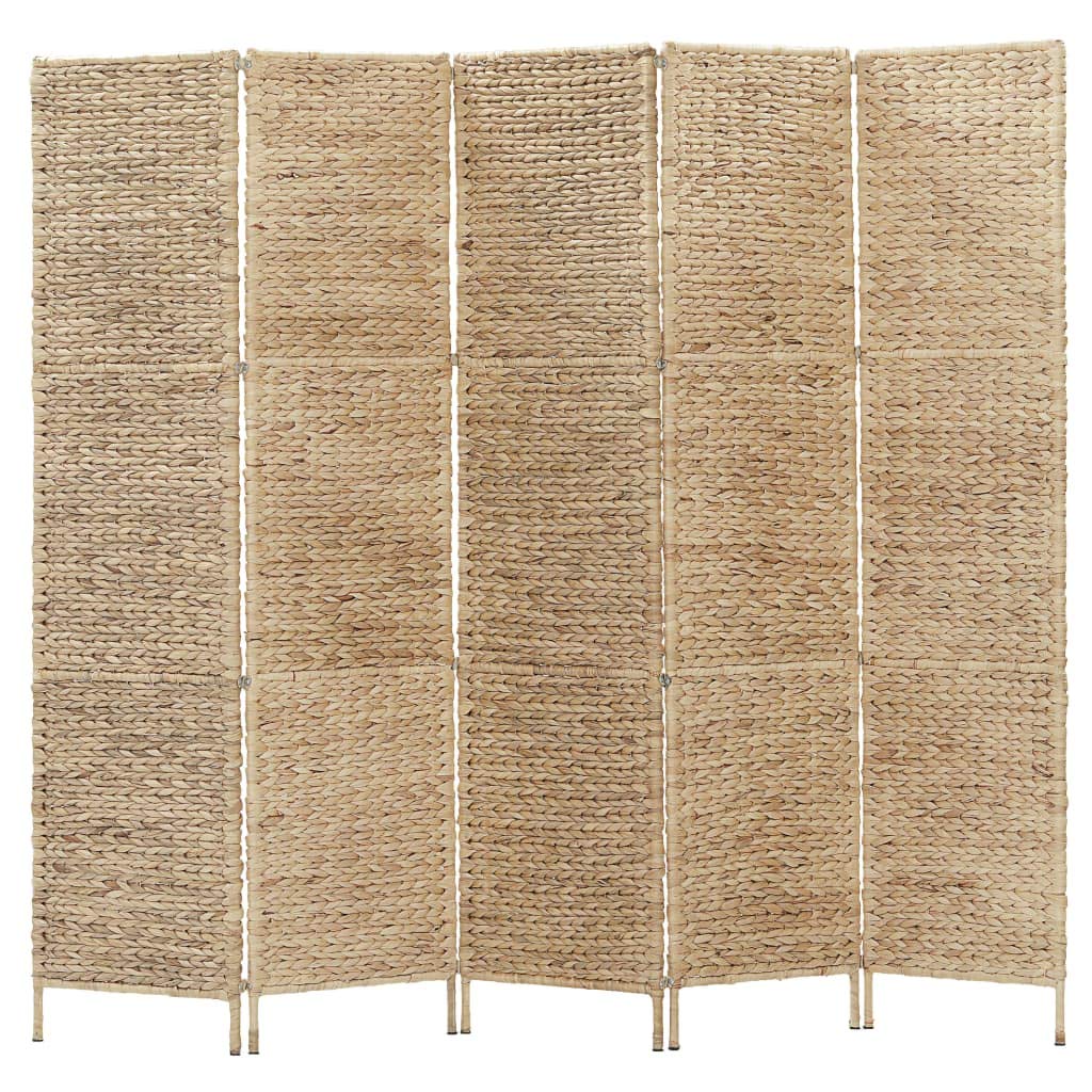 FAMIROSA 5-Panel Room Divider Screen - 76x63 Inch Natural Water Hyacinth Woven Partition for Home, Office & Event Decor - Perfect for Privacy, Room Separation & Stylish Interior Design