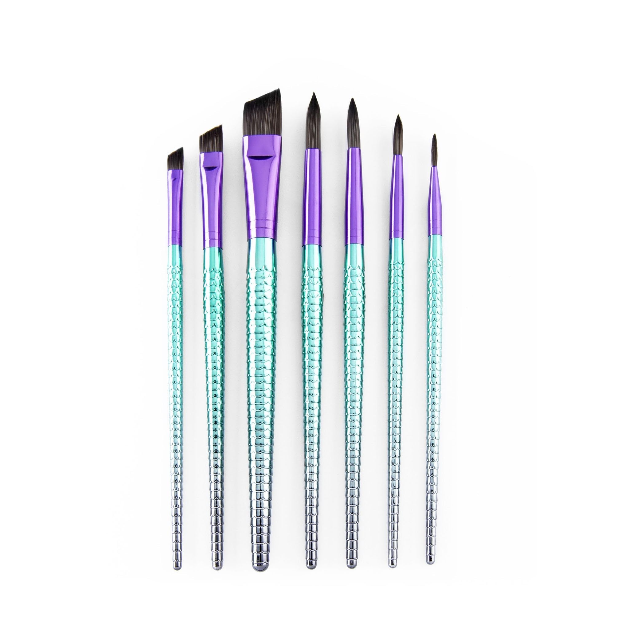 Royal & Langnickel Mythos 7-Piece Mermaid 203 Variety Craft Brush Set for Acrylic, Watercolor & Oil Painting - Includes Angular & Round Brushes in Teal - Perfect for Artists, Beginners & DIY Craft Projects