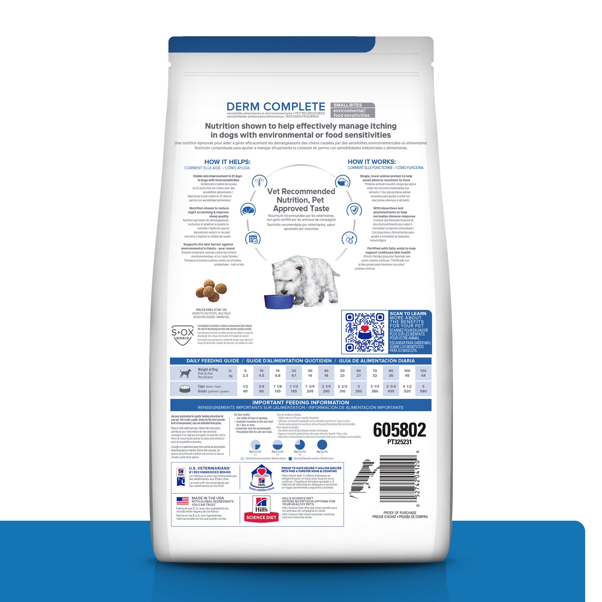 Hill's Science Diet Canine Derm Complete Small Bites Dog Food - Skin & Coat Care for Small Breeds - Perfect for Dogs with Sensitive Skin & Allergies at Home or Travel