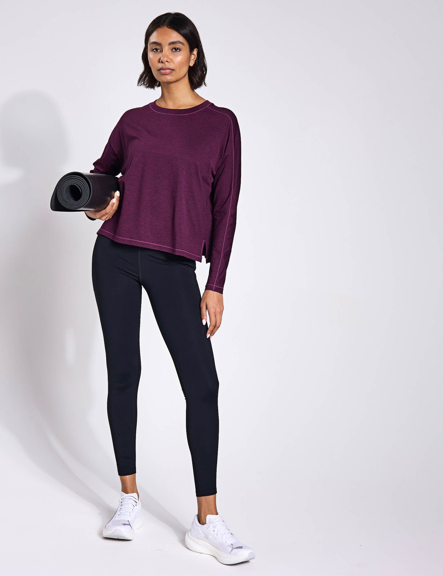 ReSet Women's Long Sleeve T-Shirt - Soft Plum Heather Cotton Blend Top for Casual Wear, Layering & Everyday Comfort