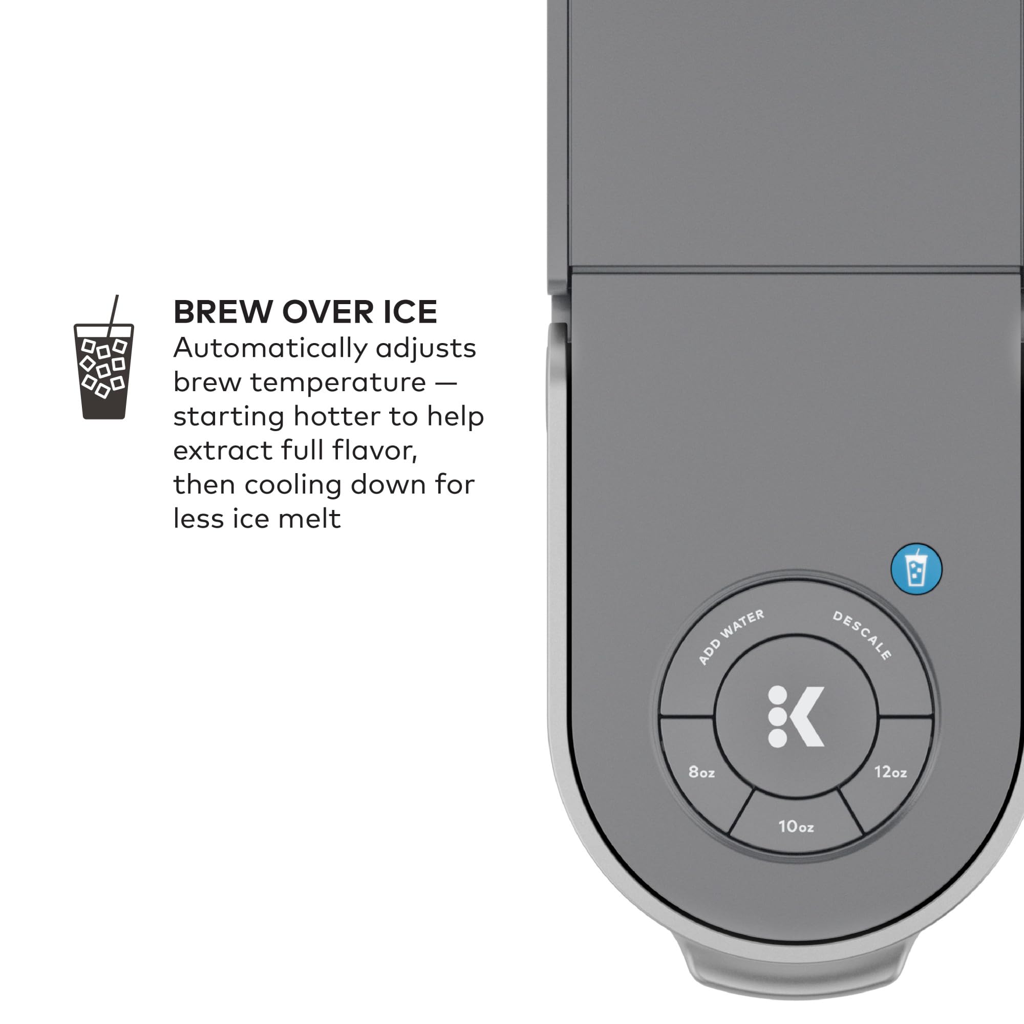 Keurig K-Slim + ICED Single Serve Coffee Maker - Brew Hot & Cold Coffee, 8-12oz Cup Sizes, 46oz Removable Water Tank, Compact Gray Design - Perfect for Home, Office, or Dorm Use
