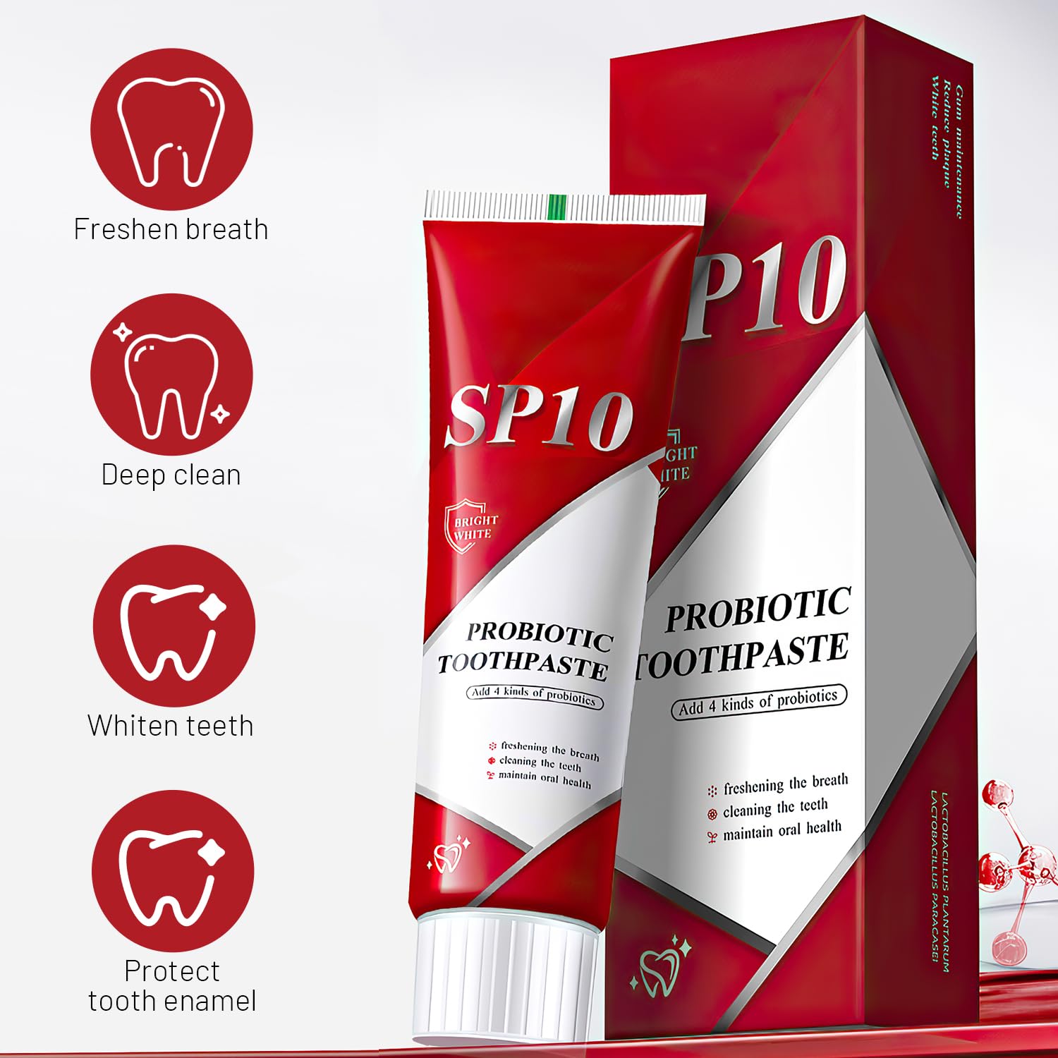 2-Pack SP 10 Probiotic Toothpaste for Teeth Whitening & Oral Health – Natural Dental Probiotic Formula with Spry Technology for Brighter, Healthier Smile – Perfect for Daily Oral Care & Fresh Breath