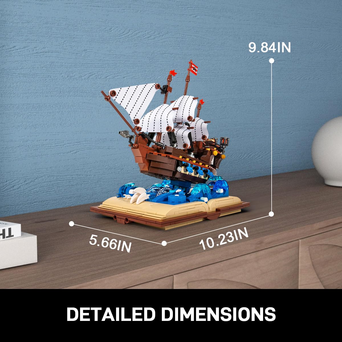 GOTIMON Imperial Battleship Ship Grimoire Book Building Blocks Toy Set - 925 PCS Magic Book Model Kit for Adults & Teens | Unique Collectible Display for Home Decor & Fantasy Lovers